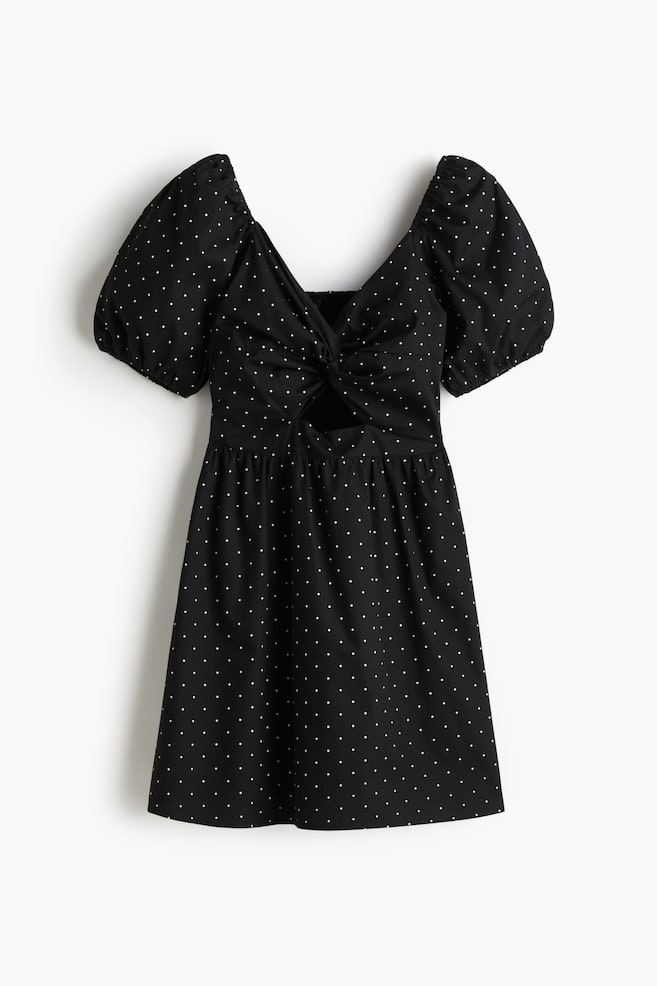 Robe avec détail torsadé - Noir/pois - 1