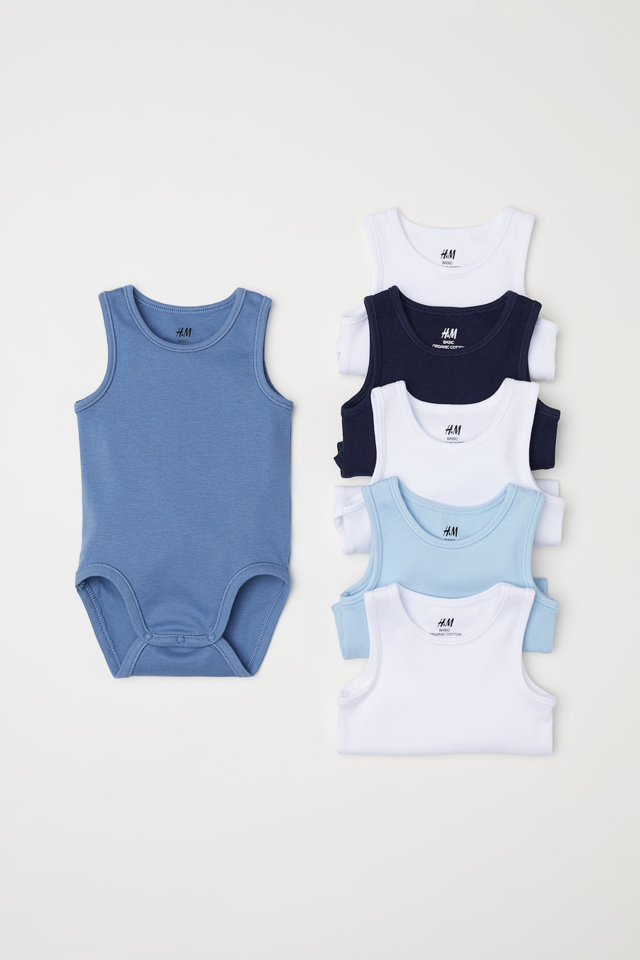6-pack sleeveless bodysuits Light blue Kids H&M