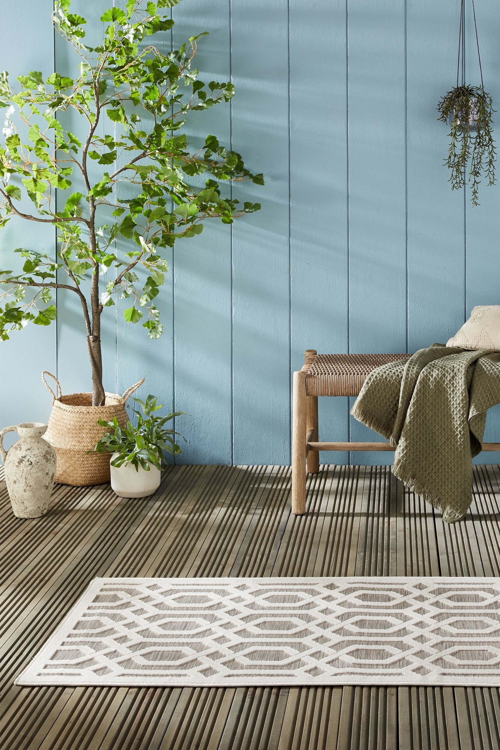 Mataro Utomhus Geometrisk Löparmatta - Naturlig