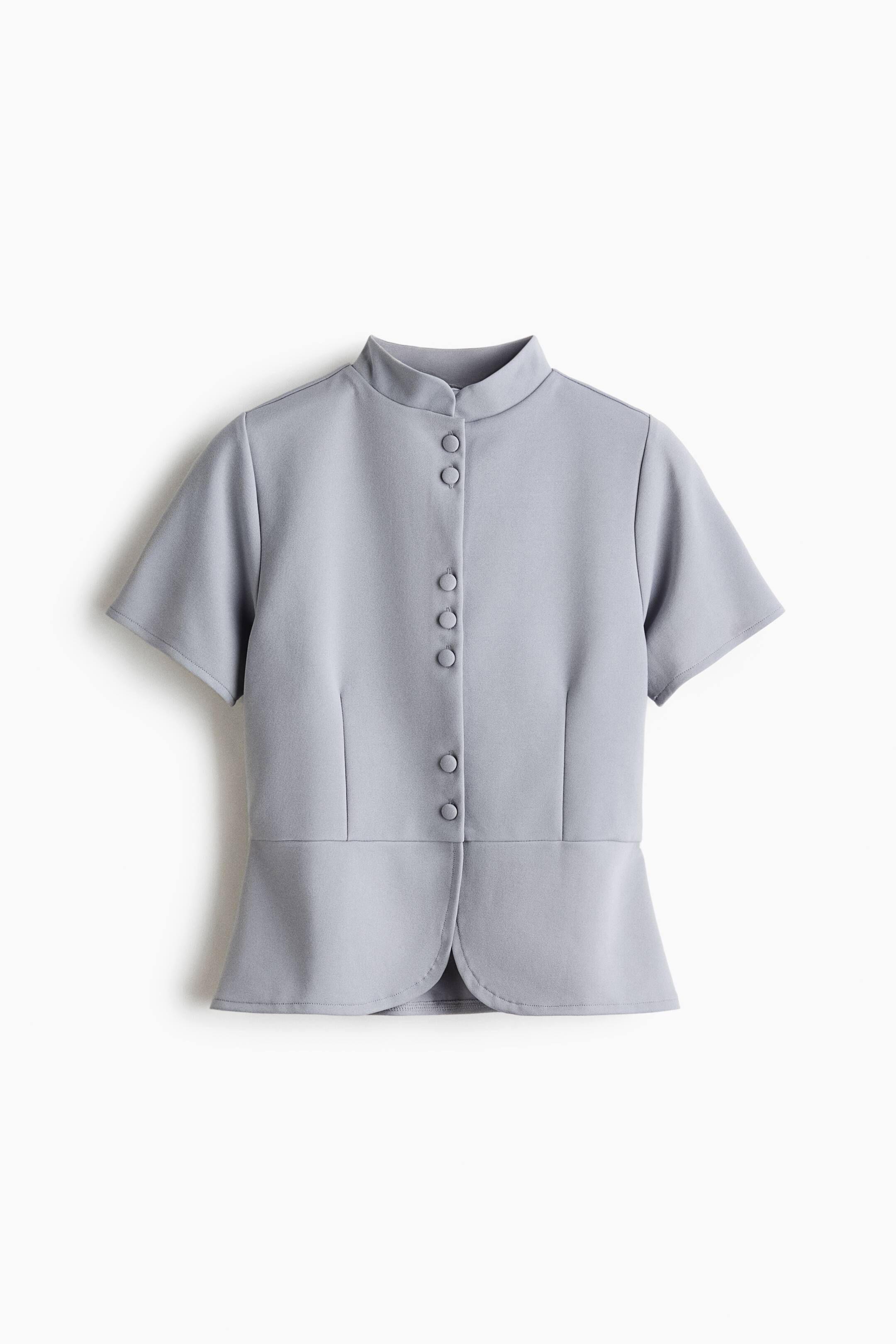 View larger image: Button-front peplum top - Dusty grey - Ladies | H&M 1