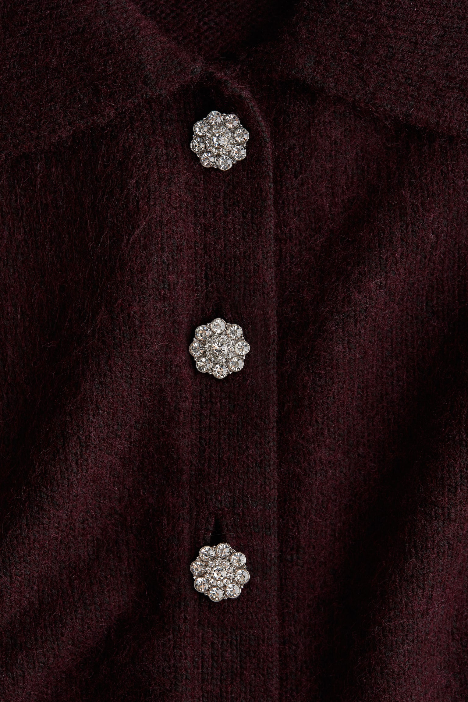 Short-sleeved collared cardigan - Burgundy/Pale pink/Beige/Black - 4