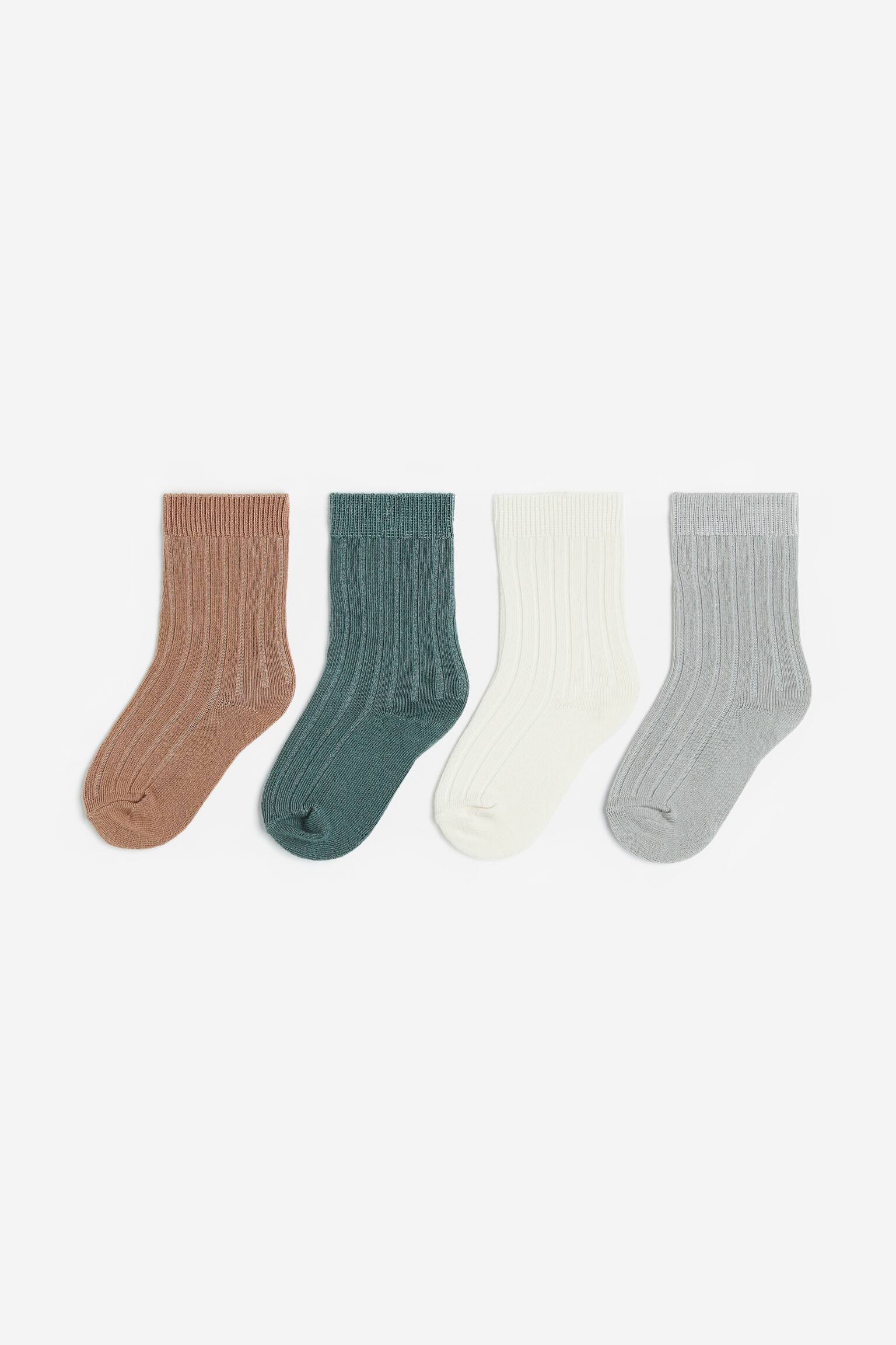 4-pack Socks - Dark green/Dark beige/Beige marle/Grey/Dusty pink/Cream/Grey/Navy blue/Mauve/Light green/Light beige - 1