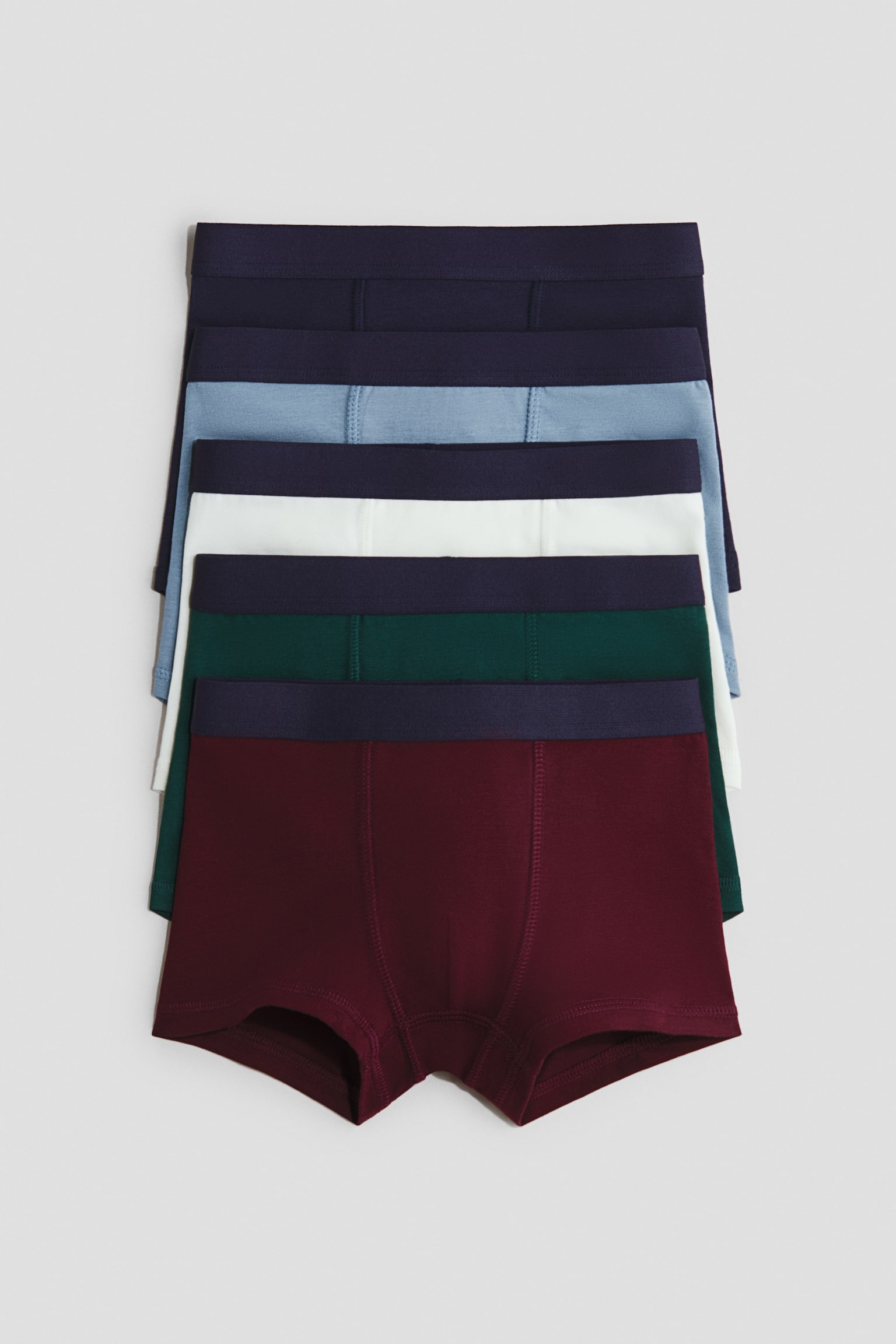 5-pack cotton trunks - Dark green/Navy blue/Navy blue/Turquoise/Blue/Red/White
