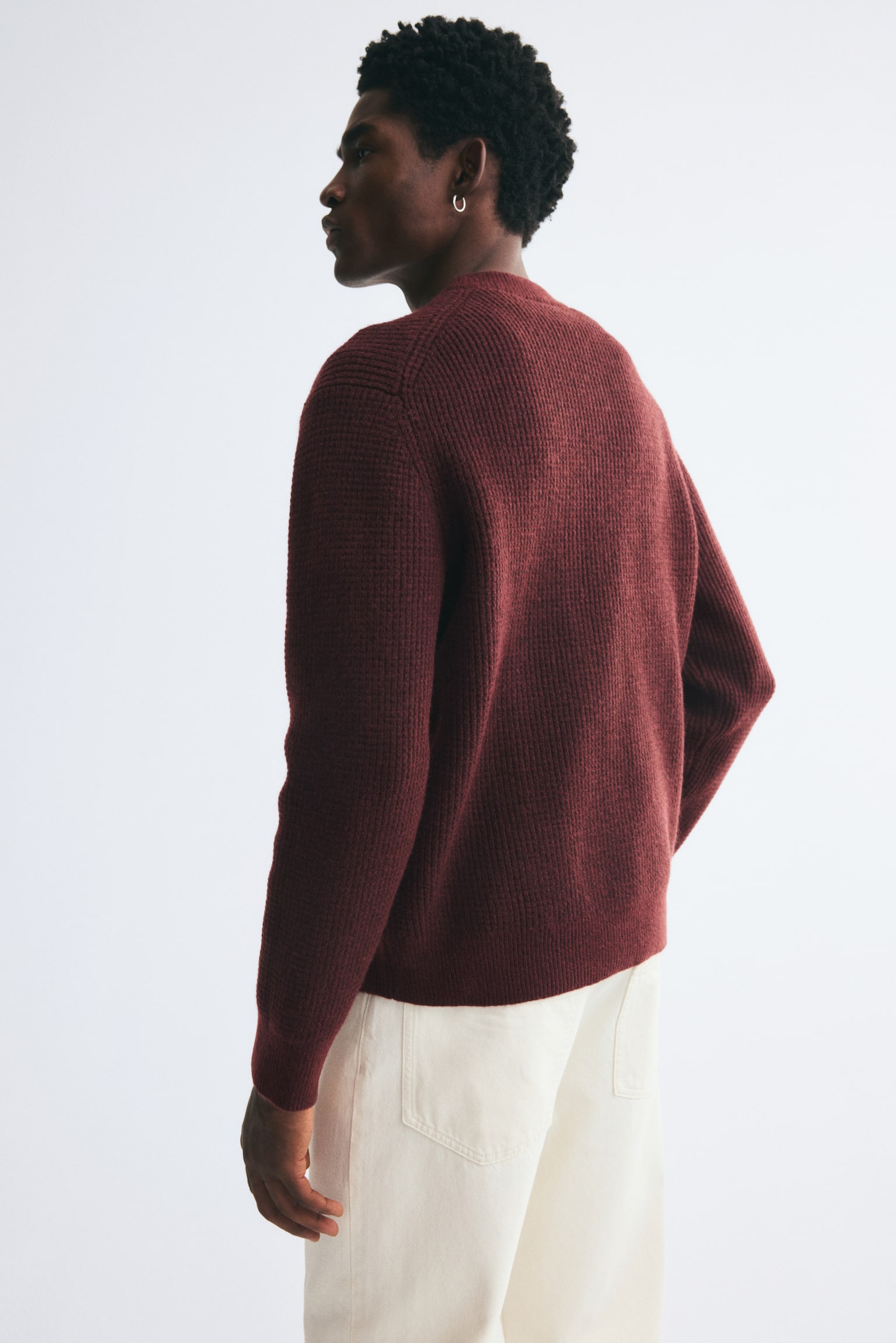 Мужской свитер H&M Relaxed-Fit, цвет: Бордовый — фото 5