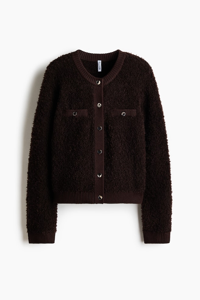 Bouclé-Knit Cardigan - Dark brown - 1