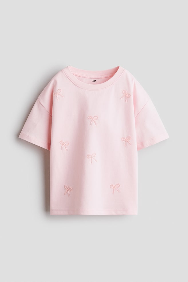 Appliquéd Cotton T-Shirt - Light pink/bows/Ivory/Spread Love/White/navy blue striped/Coral pink/Le Marais/Ivory/Flowers - 1