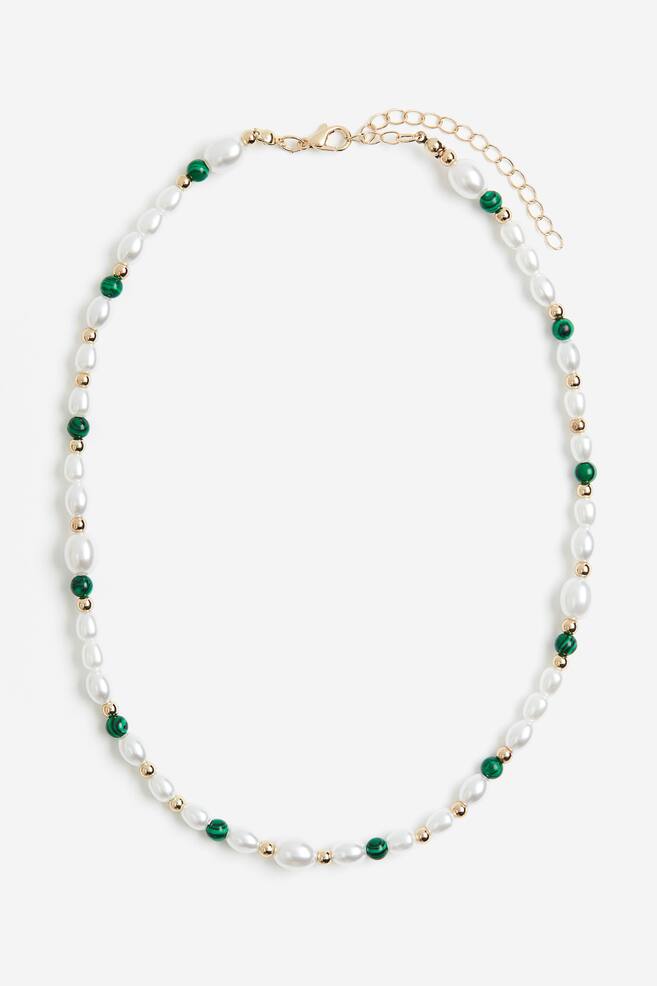 Perlenkette - Weiß/Grün - 1