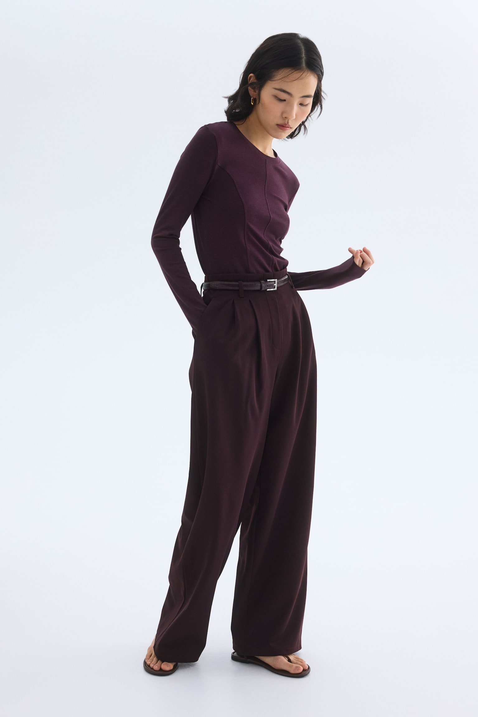 Long-sleeved jersey top - Dark purple/White/Black - 5