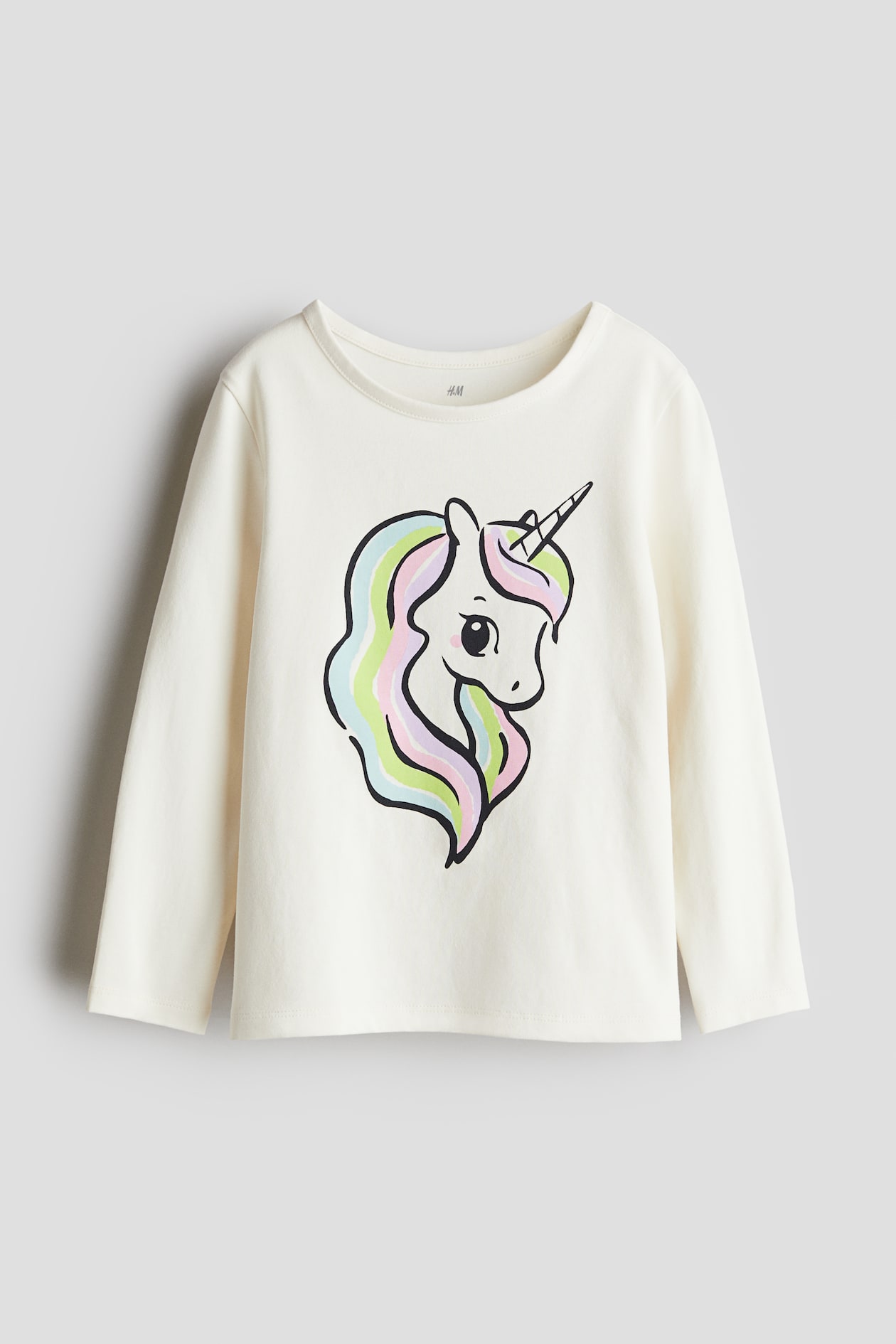 Printed jersey top White/Unicorn Kids H&M GB