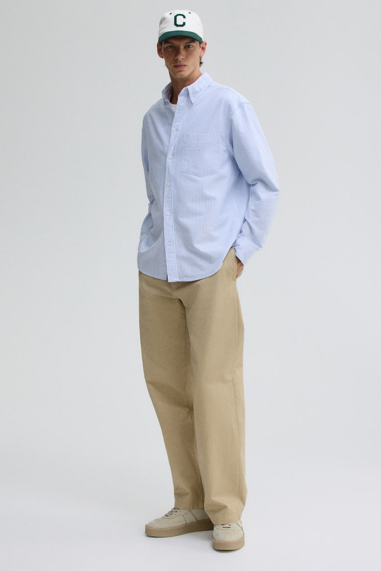 Regular Fit Oxford shirt Light blue/Striped Men H&M IN