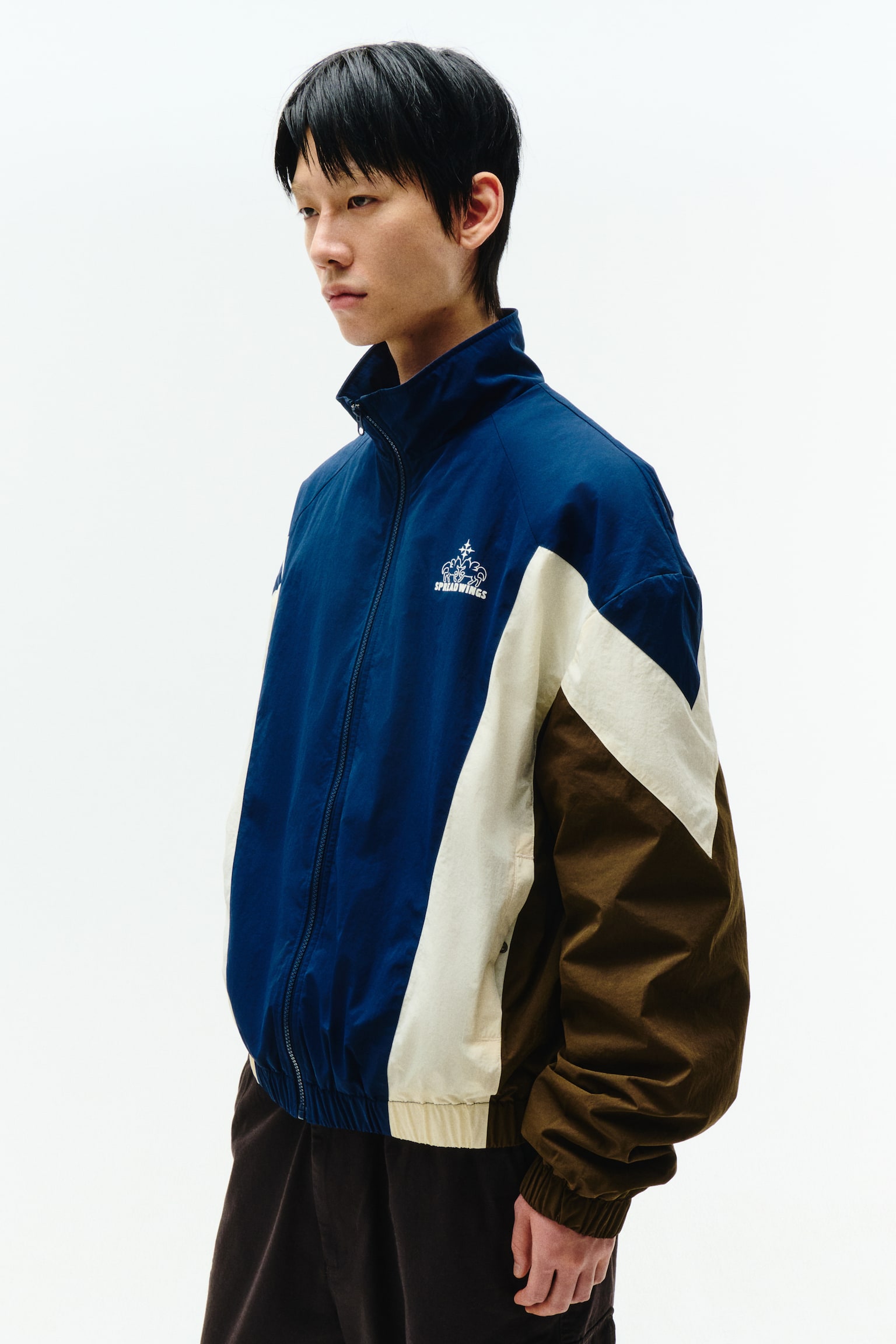 윈드프루프 패딩 재킷 - 다크 블루/Spread Wings/베이지/컬러블록 - 3