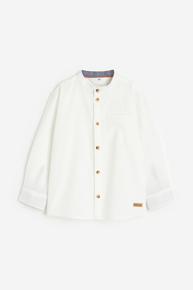Kinaskjorte - Hvid/Lyseblå/Stribet/Lys beige - 1
