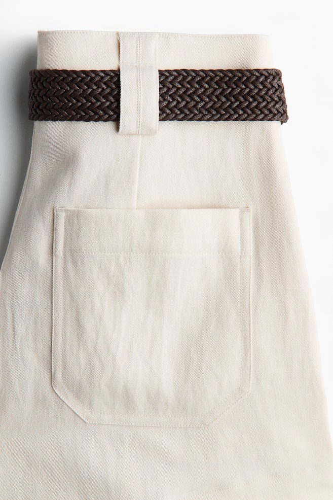 Belted tailored shorts-Cream - 5