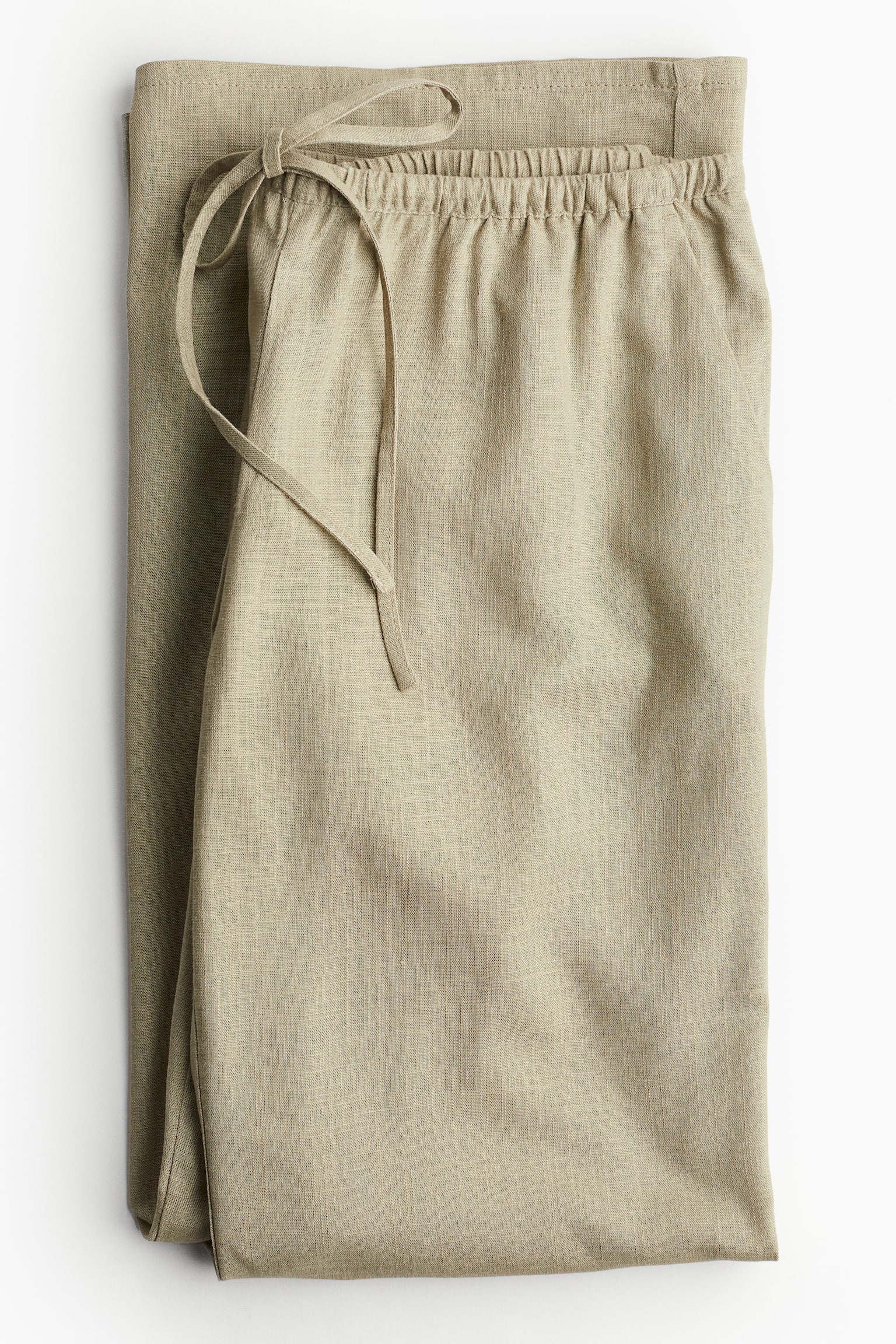 Linen Blend Pull On Pants - Beige/Light greige/White/Black/Cream/Stripe/Light grey/Light purple - 6