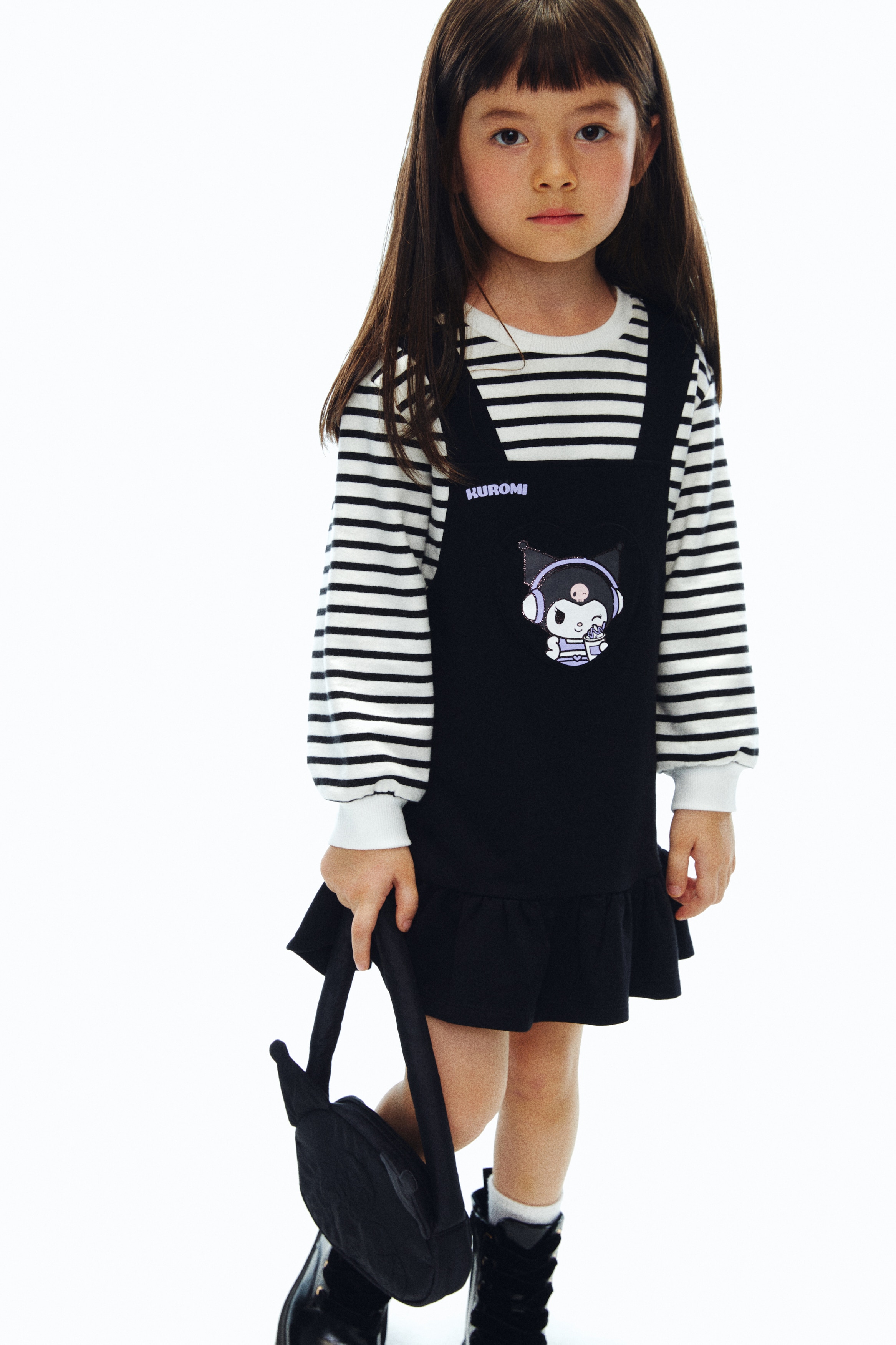 H & M - デザインスウェットワンピース - ブラック