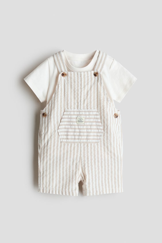 Детские джинсы H&M 2-Piece Overall Shorts and T-Shirt Set