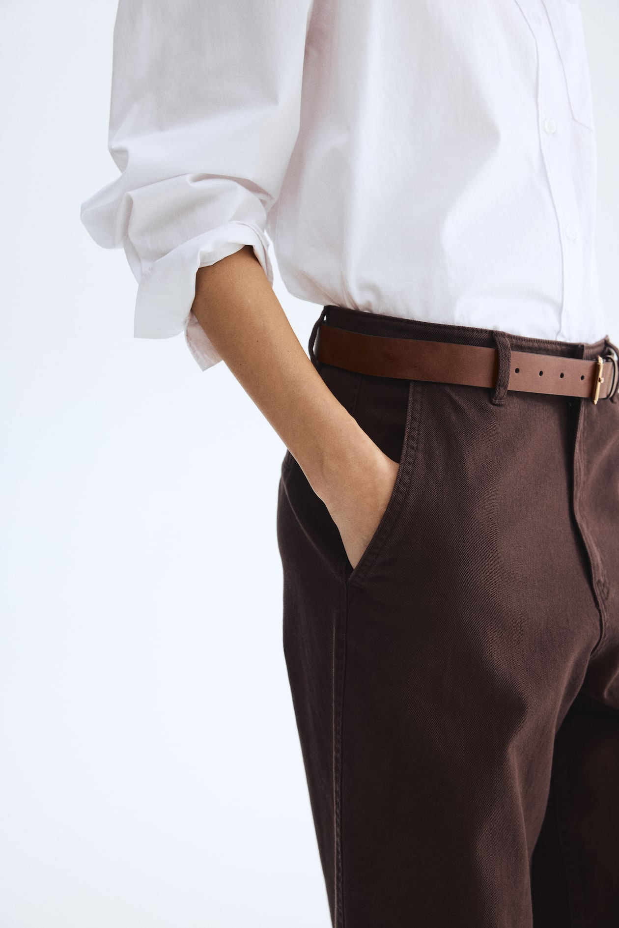 Wide Belted Twill Pants - image 5