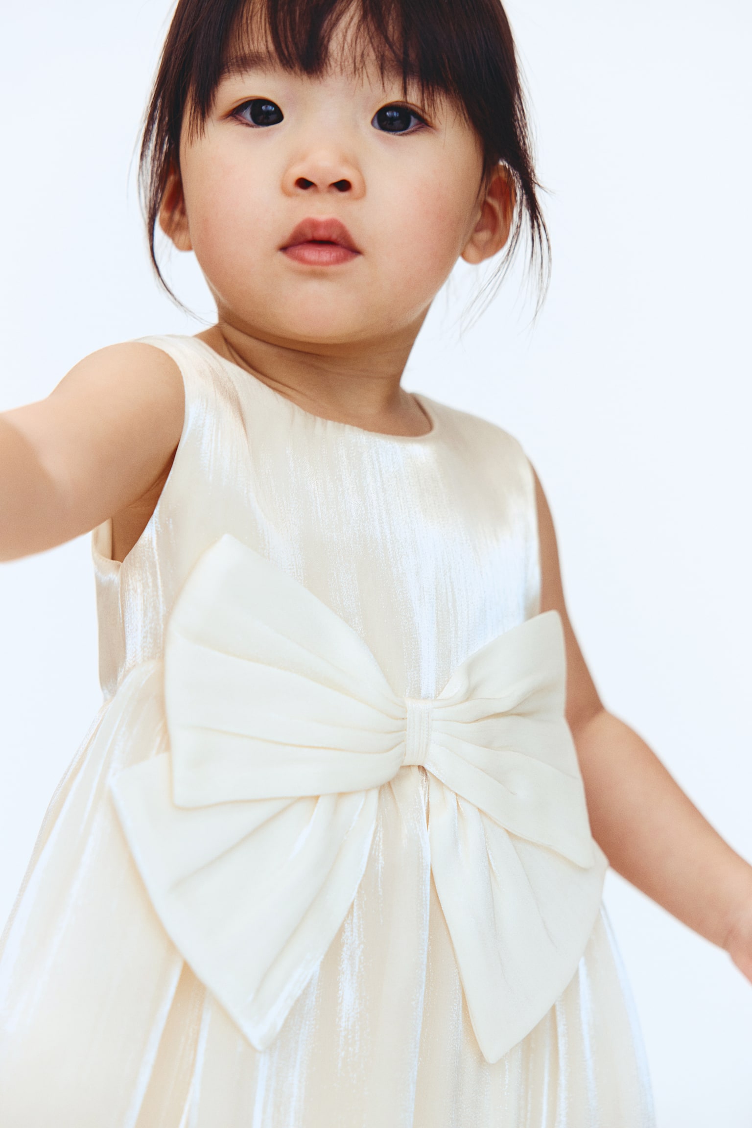 Сукня з органзи з бантом - Кремовий/Приглушений світло-рожевий/Приглушений світло-рожевий/Світло-зелений - 3