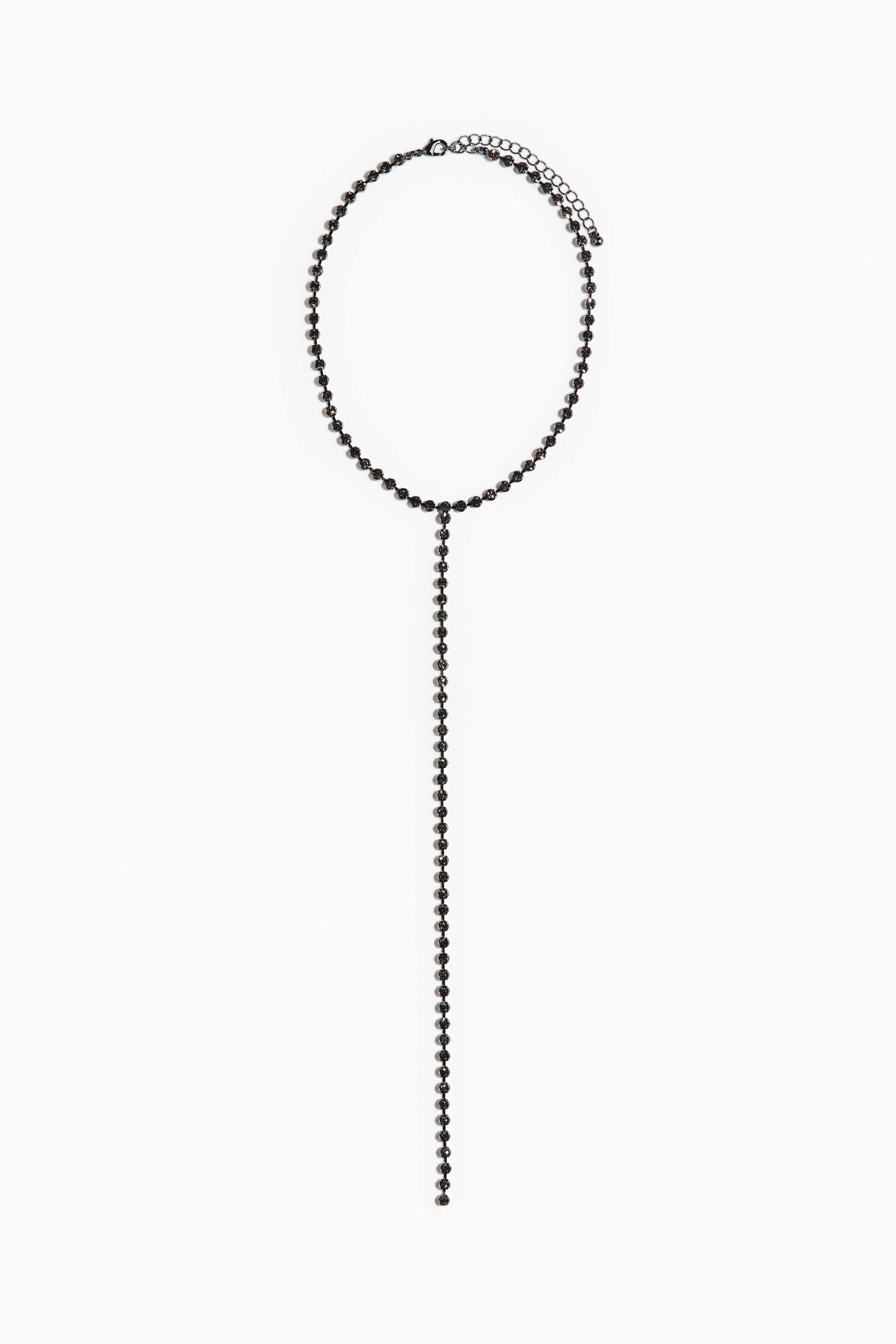 View larger image: Y-shaped rhinestone necklace - Silver-coloured/Dark brown - Ladies | H&M 1