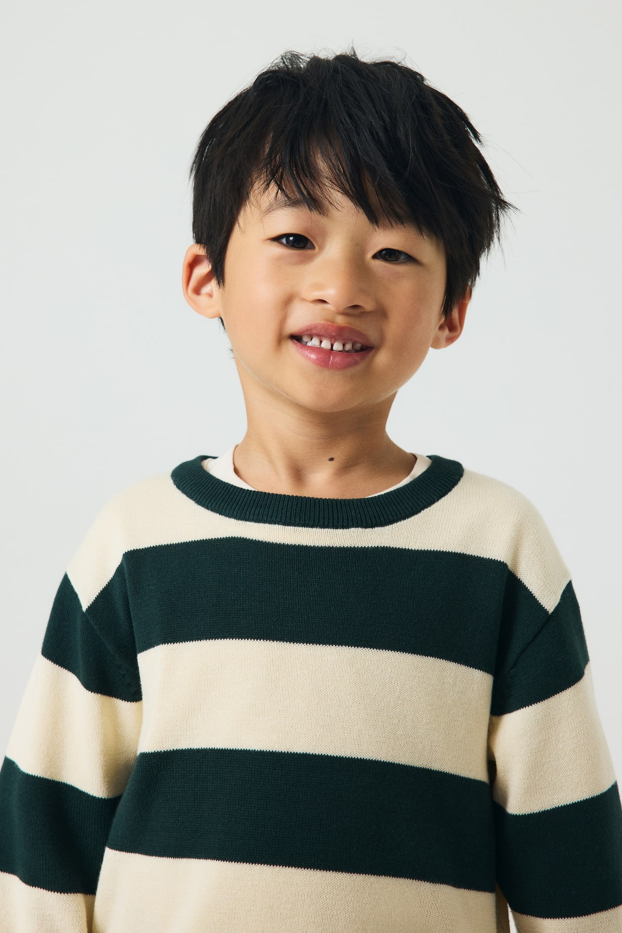 Dark green/cream striped Cotton Sweater for kids | H&M US