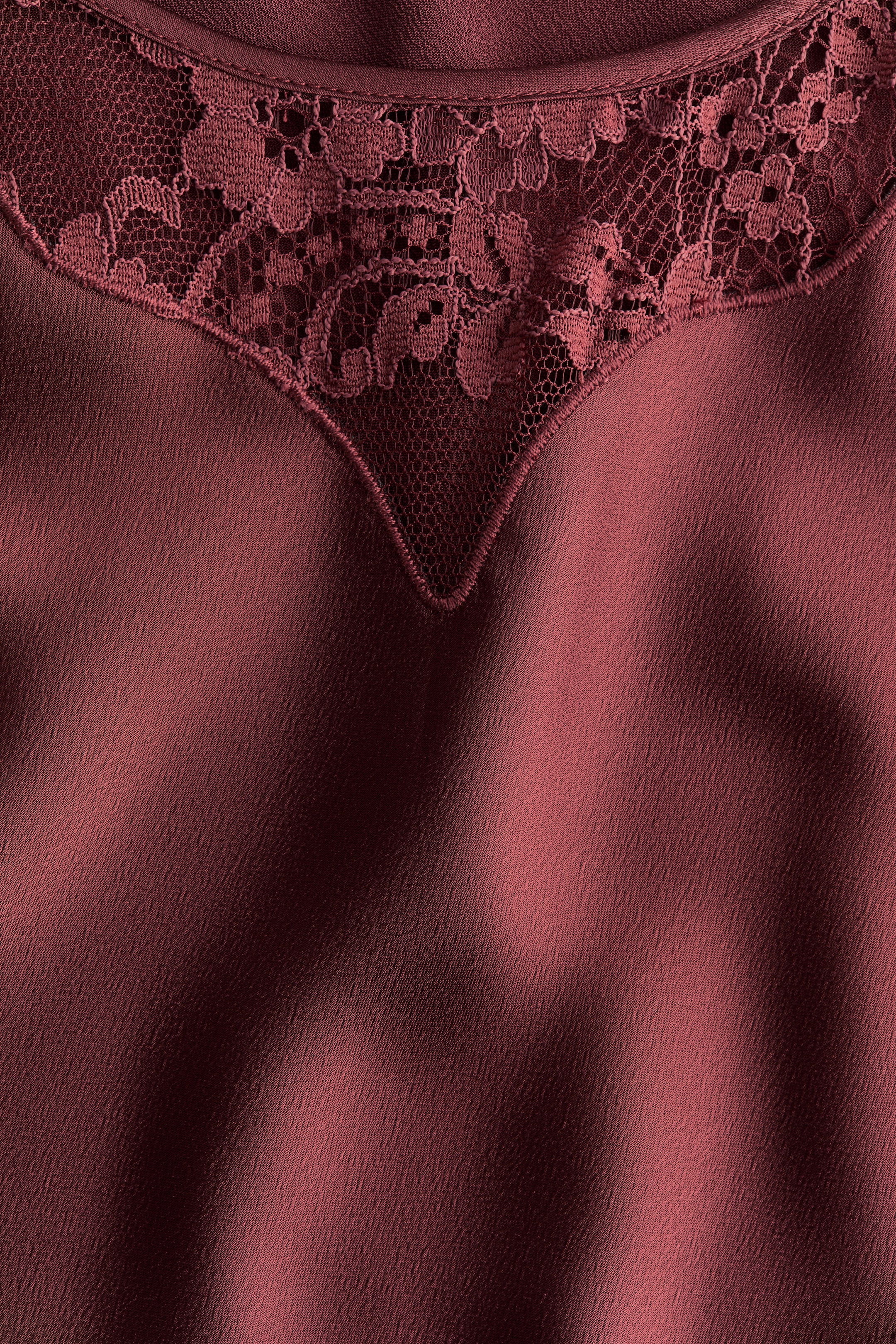 Lace-Inset Satin Top