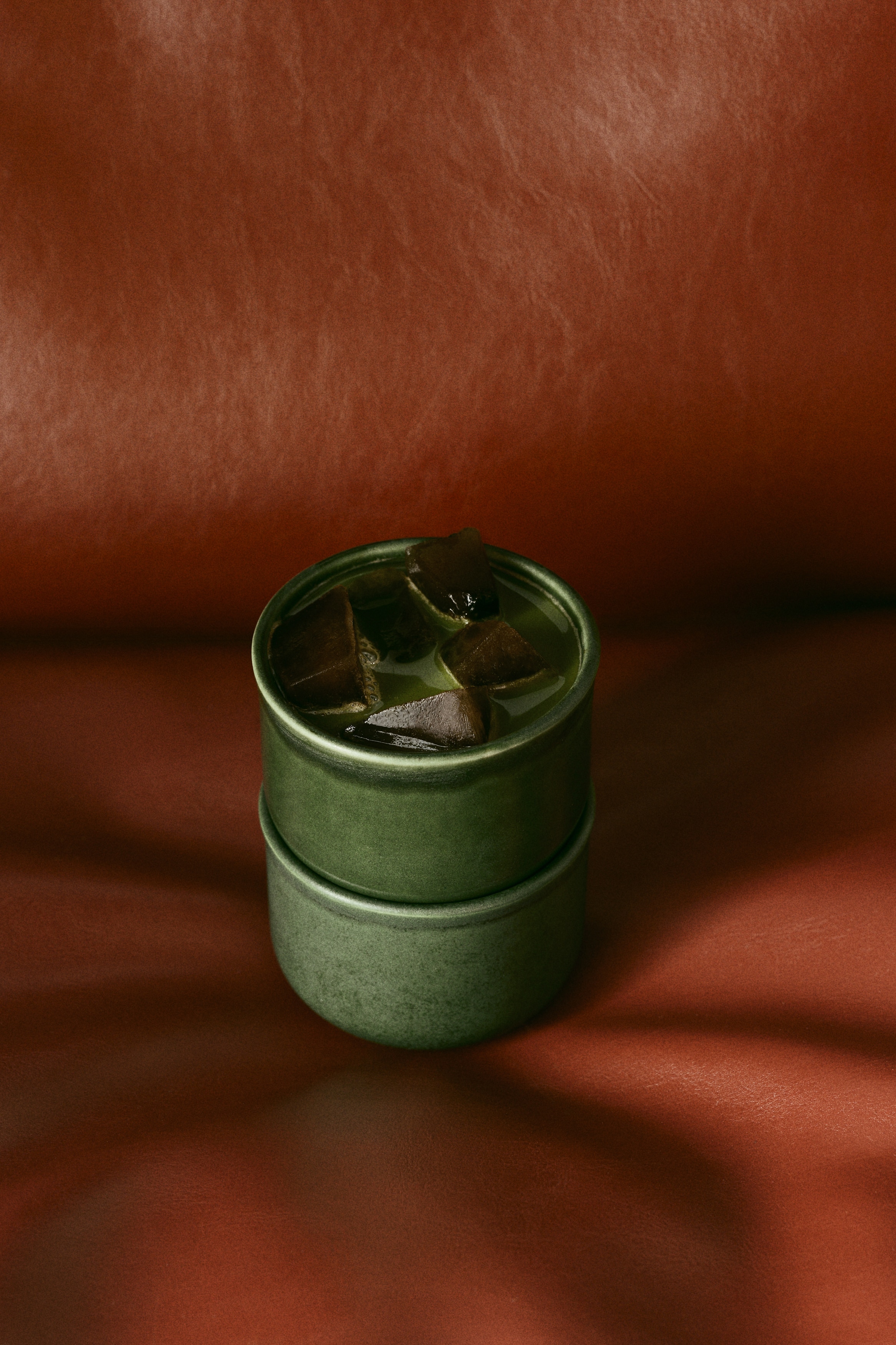Stoneware Matcha Mug - Dark green/Taupe/Light beige