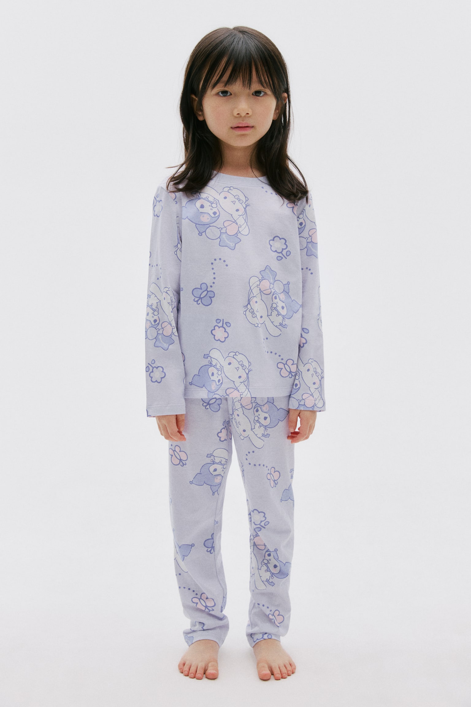 Bộ đồ ngủ cotton in hình - Màu tím nhạt/Kuromi/Xanh dương nhạt/Cinnamoroll - 2