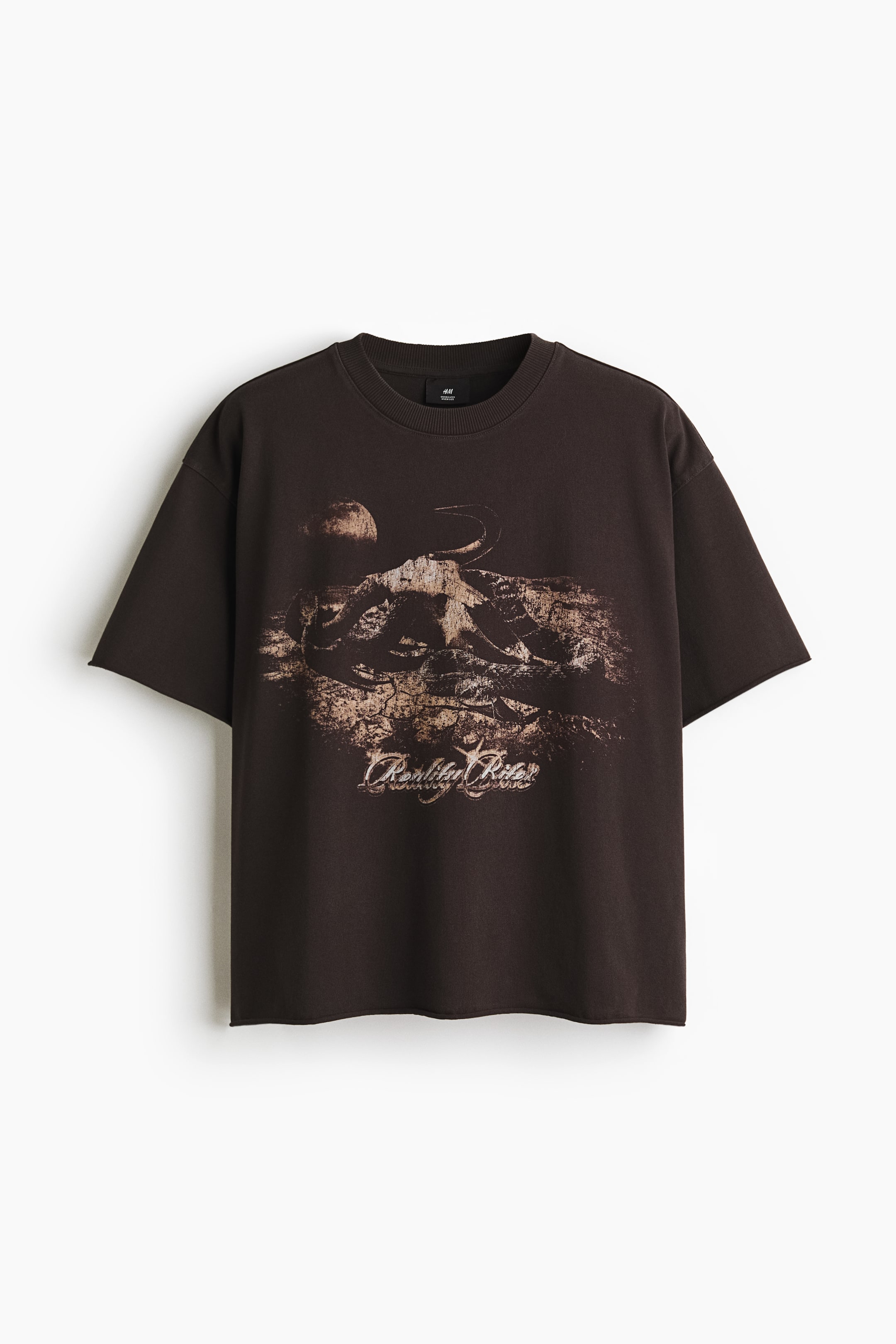 View larger image: Oversized Fit Boxy-style t-shirt - Dark brown/Reality Bites - Men | H&M US 1