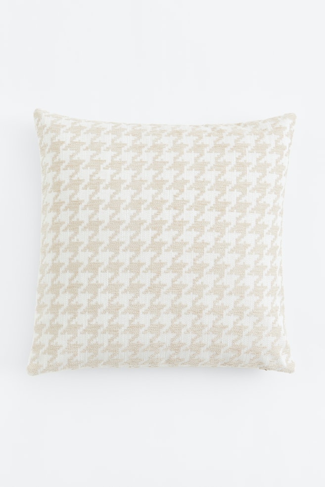 Jacquard-weave cushion cover - Light beige/Dogtooth-patterned - 1