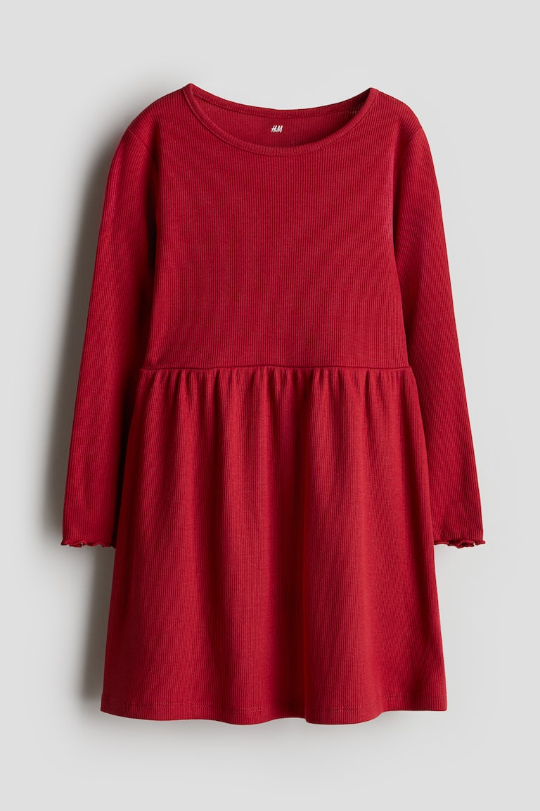 Girls - Cream/Striped Ribbed Jersey Dress - Size: 2T (1 -2Y) - H&M