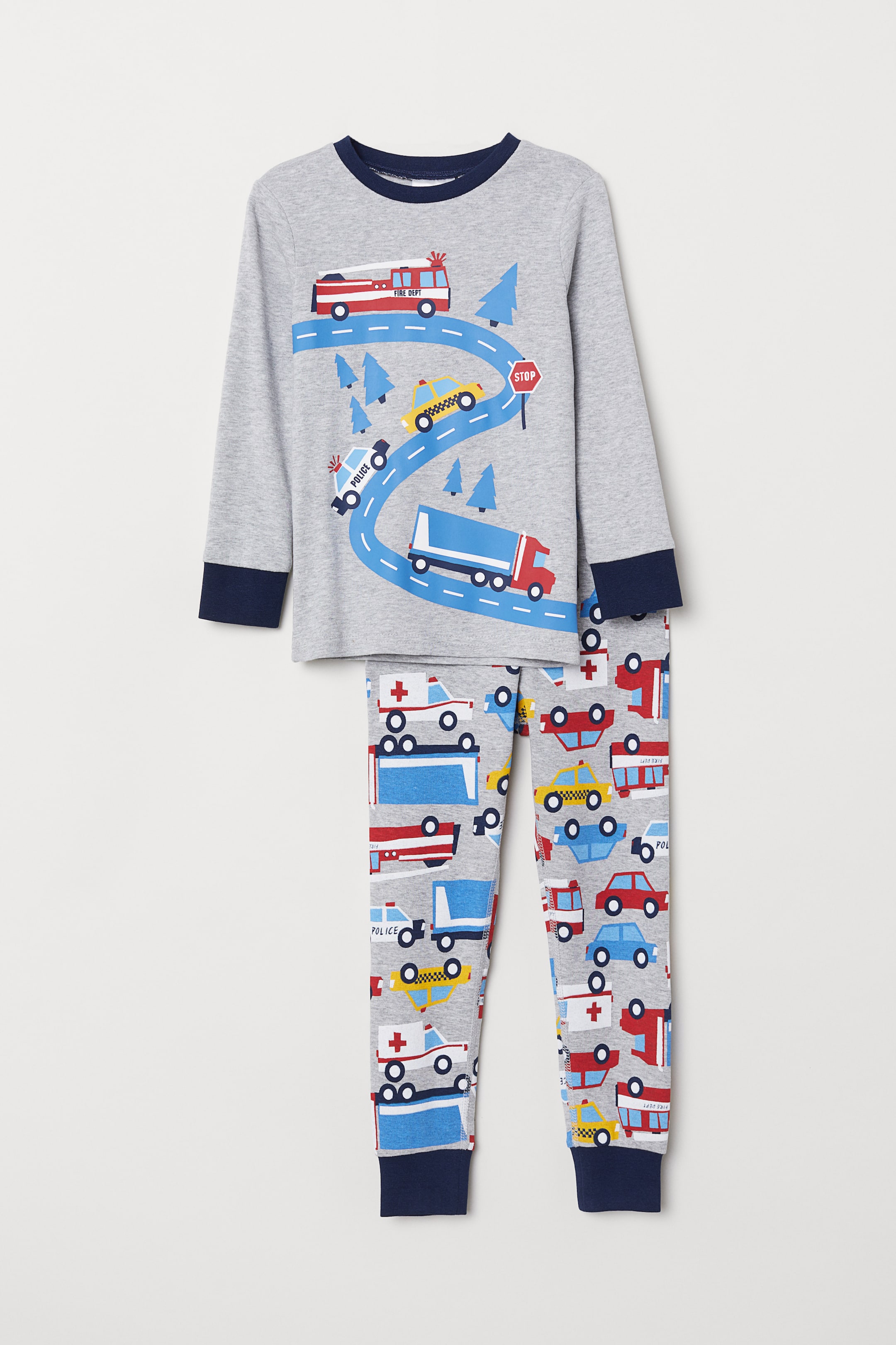 Grotere afbeelding bekijken: Tricot pyjama - Grijs gemêleerd/auto‘s - KINDEREN | H&M NL 1