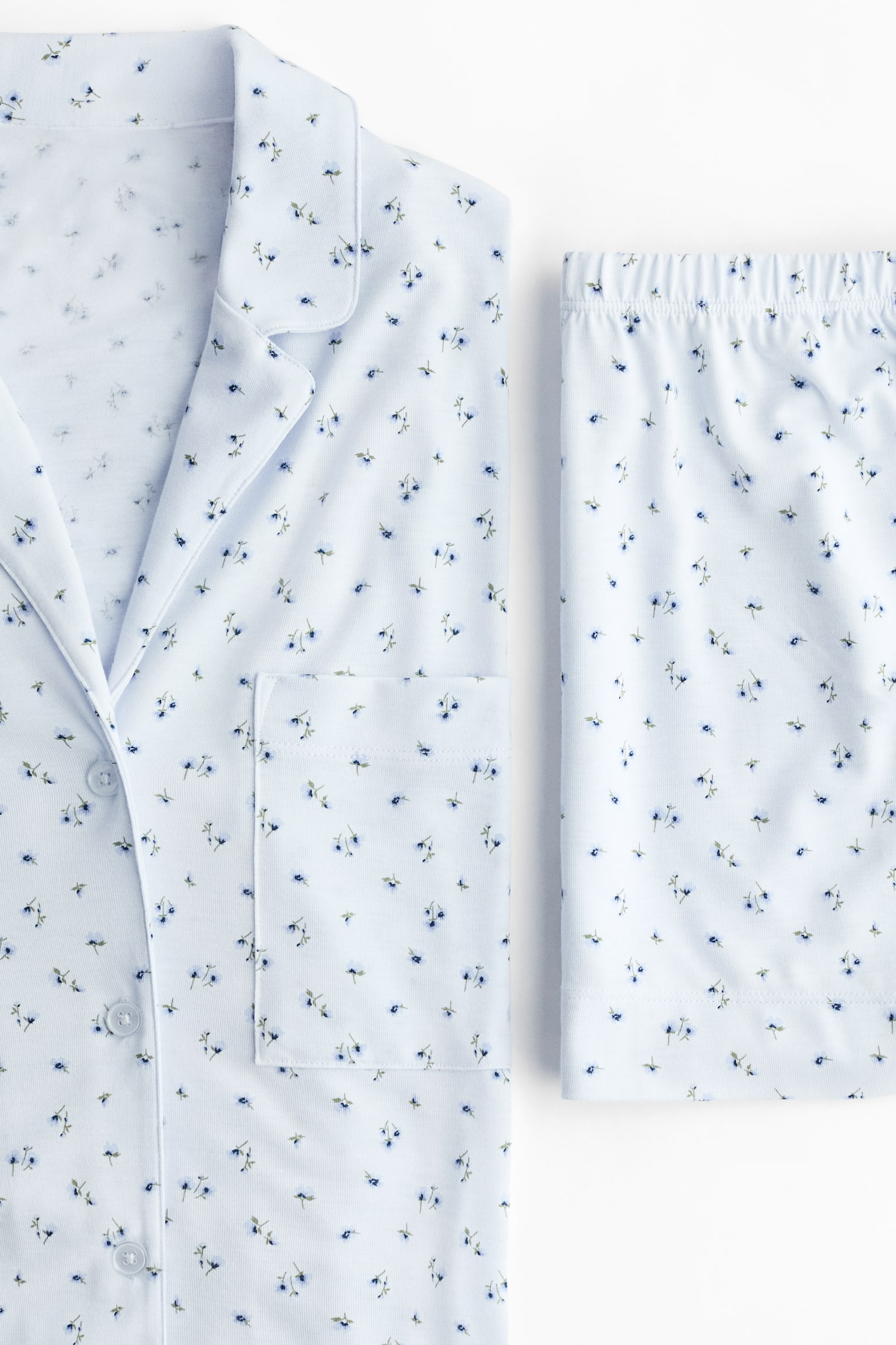 פיג'מה מתערובת ויסקוזה - תכלת/פרחוני - 2