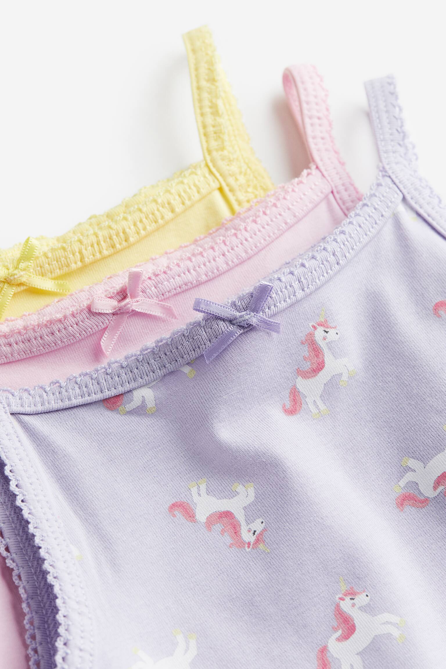 Bộ 3 áo ba lỗ vải jersey - Màu tím nhạt/Ngựa một sừng/Màu trắng/Hồng nhạt/Trái tim/Màu trắng/Màu hồng nhạt/Ngựa một sừng - 2