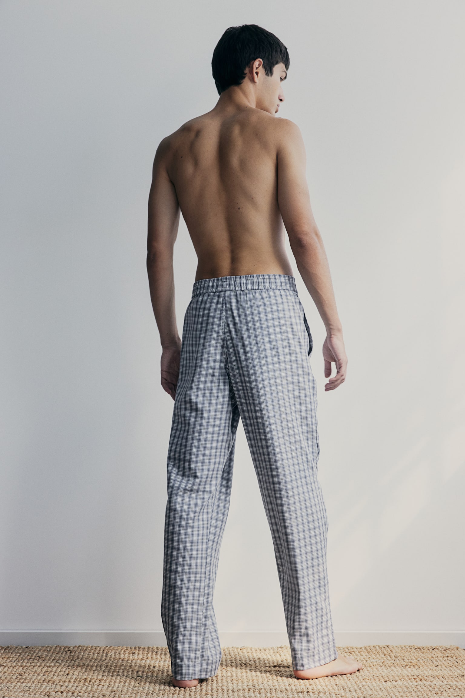 Lyocell-blend pyjama bottoms - Light grey/Checked/Dark grey/Checked - 6