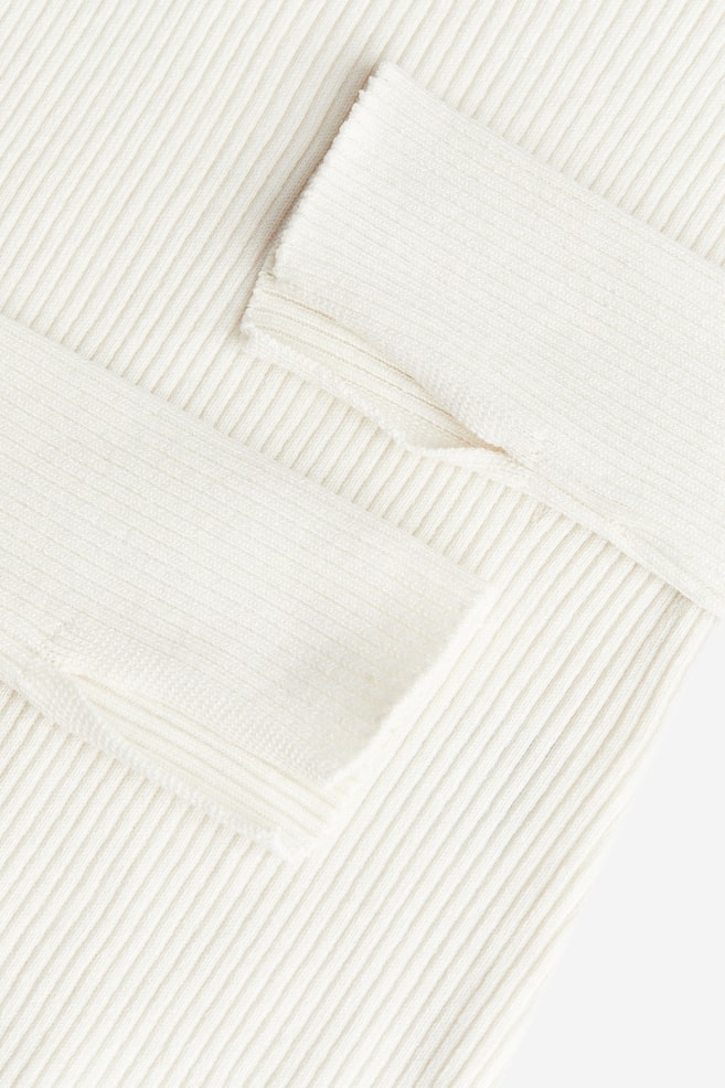 Top en maille côtelée avec encolure carrée - Crème/Noir/Blanc/rayures noires - 4