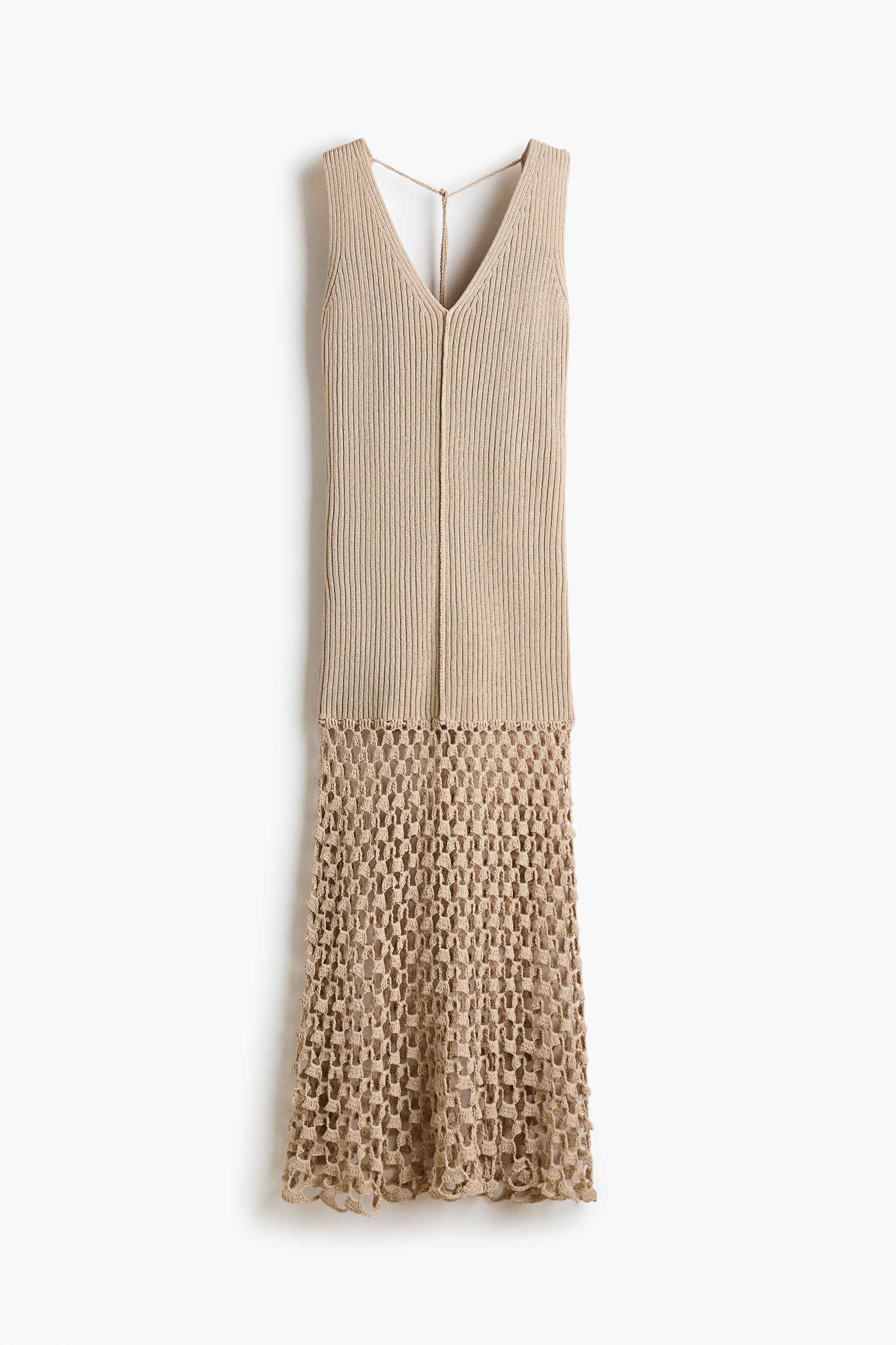 Rib-knit tie-back dress - Light beige
