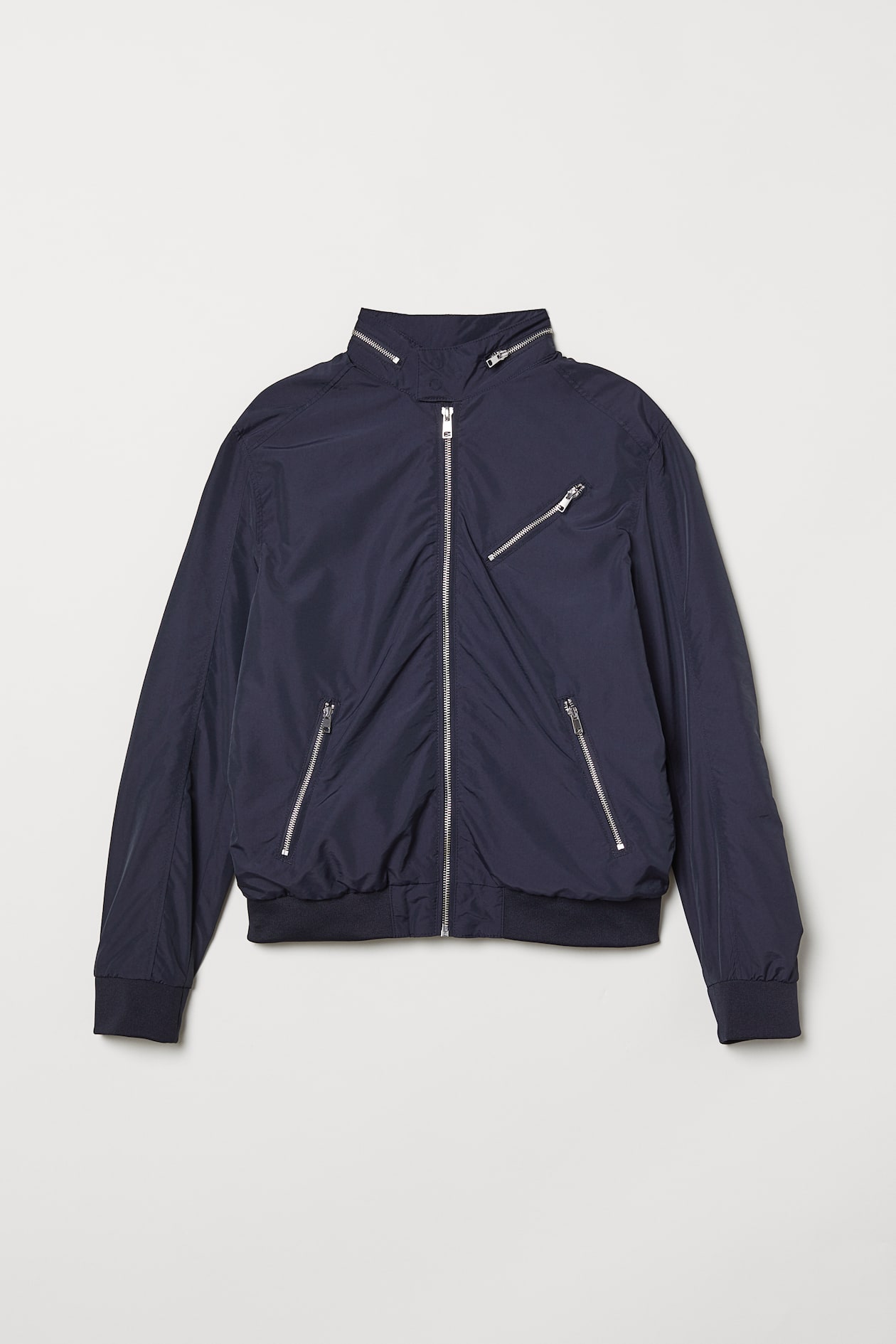 Nylon-blend Bomber Jacket - Long sleeve - Dark blue - Men | H&M US