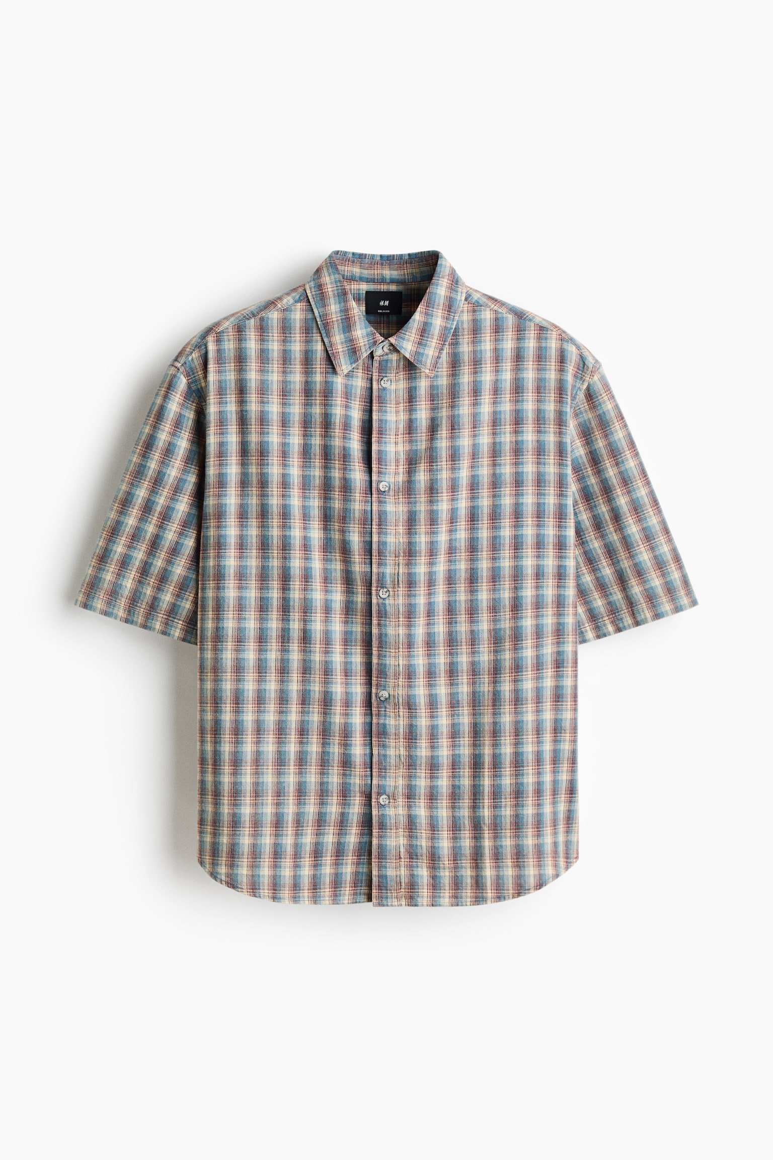 Regular-Fit Short-Sleeved Shirt - Dusty blue/checked/Light green/checked - 1