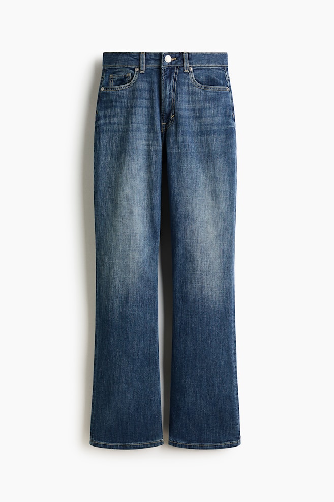 Jean taille haute coupe bottillon - Bleu denim foncé/Brun foncé - 1