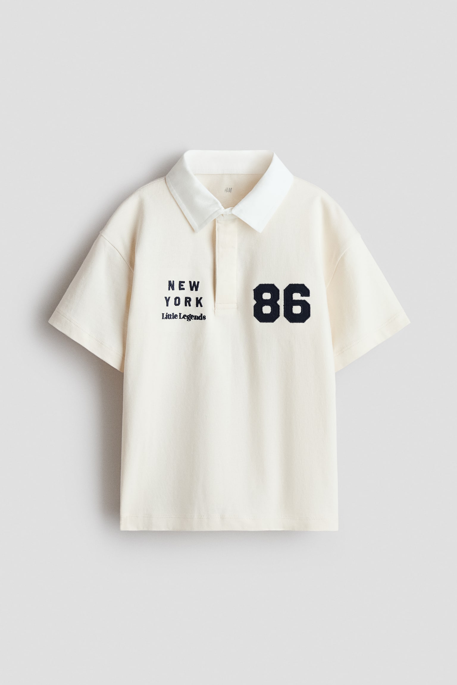 Áo rugby tay ngắn - Màu kem/New York/Màu xanh dương nhạt/Kẻ trắng/Xanh tím than/Kids Sports Club