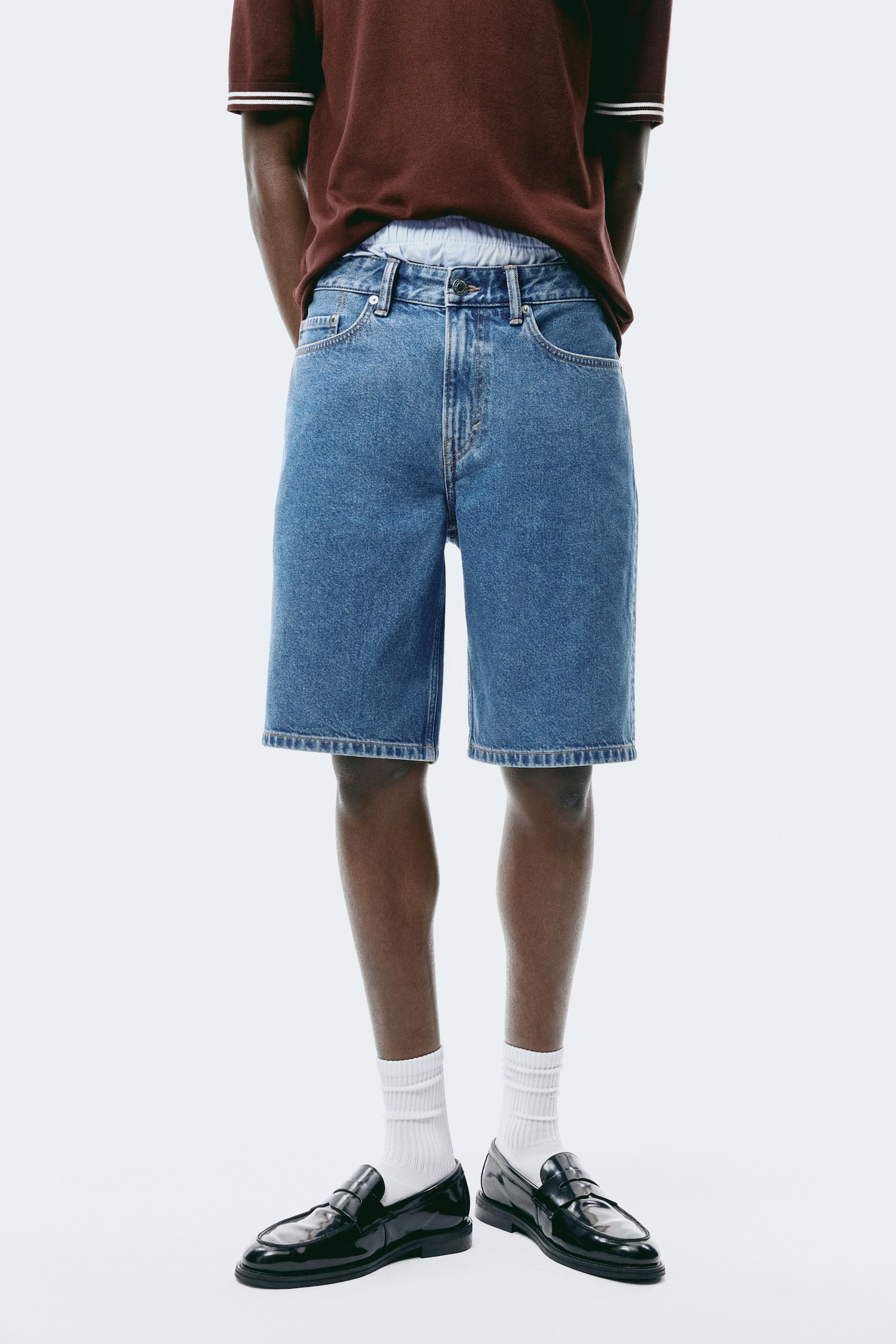 Relaxed Fit Denim shorts - Denim blue/Light denim blue/Denim grey - 6