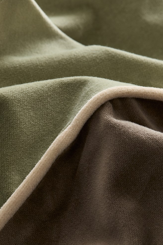 Piping-Detail Velvet Cushion Cover - Light green/taupe - 5