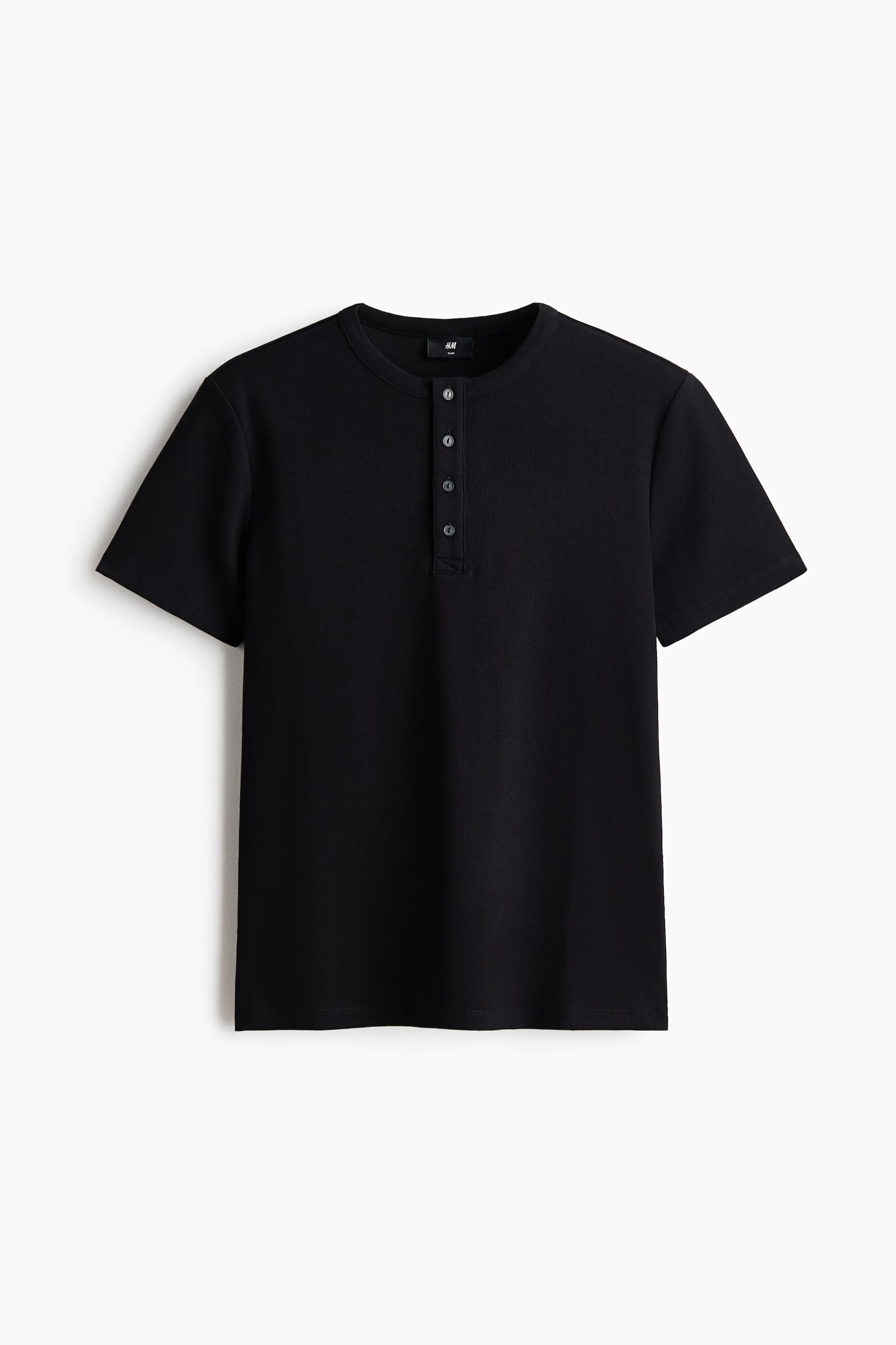 Playera Henley Slim Fit - Negro/Crema - 1