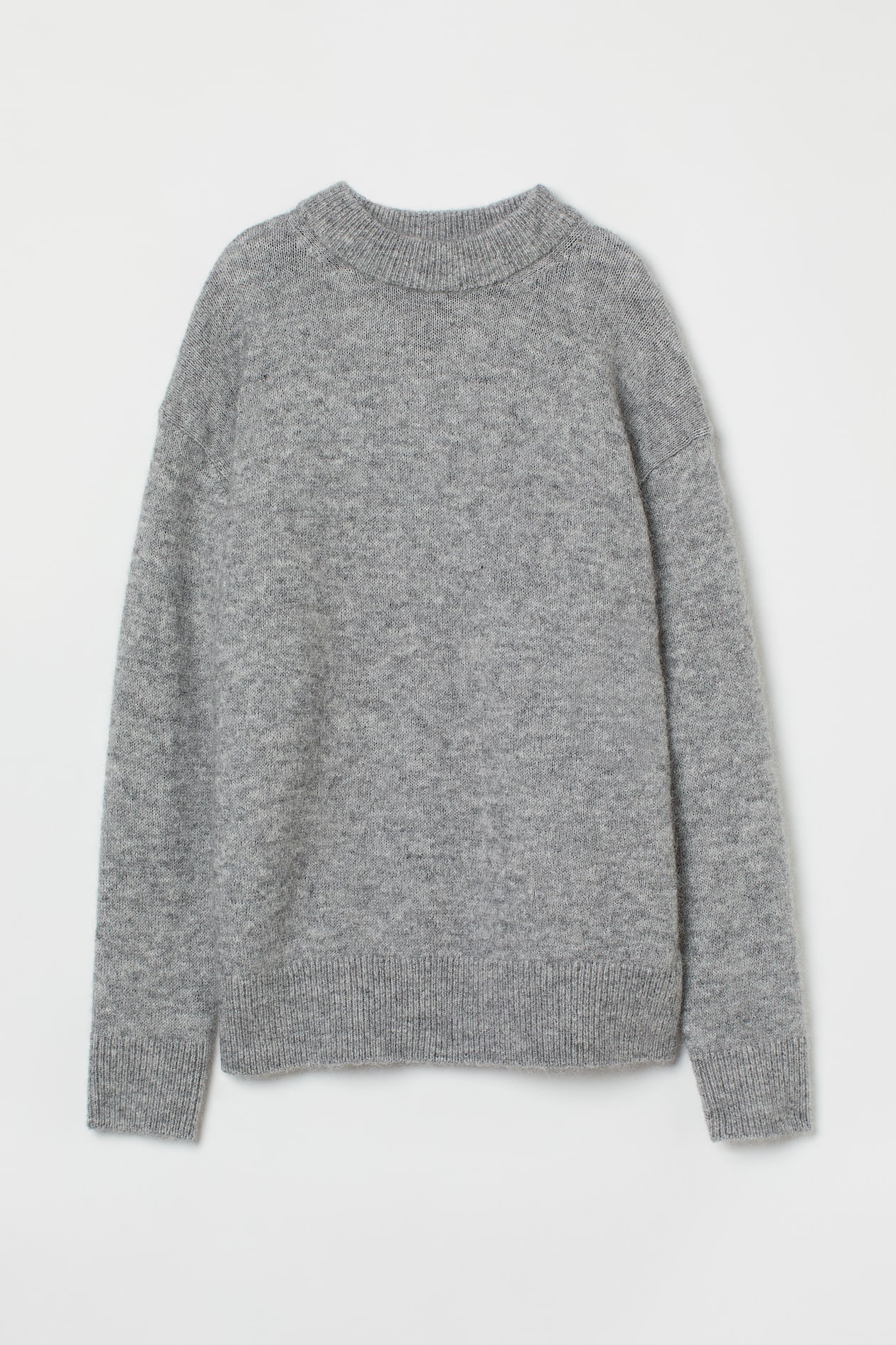 Mohair-blend Sweater - Round Neck - Long sleeve - Gray melange - Ladies ...