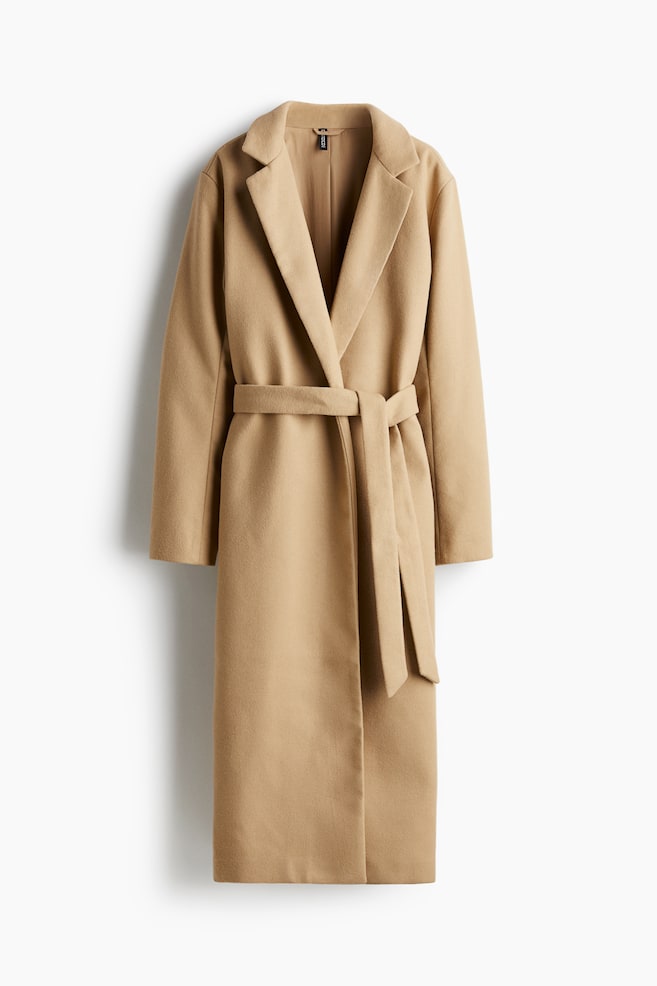 Brushed-finish tie-belt coat - Beige/Light beige - 1