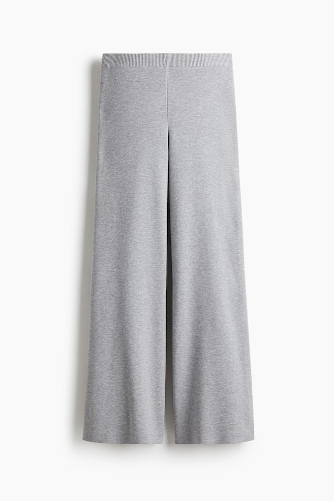 Fine-Knit Pants - Gray melange/Dark brown/Burgundy/Light beige melange - 1