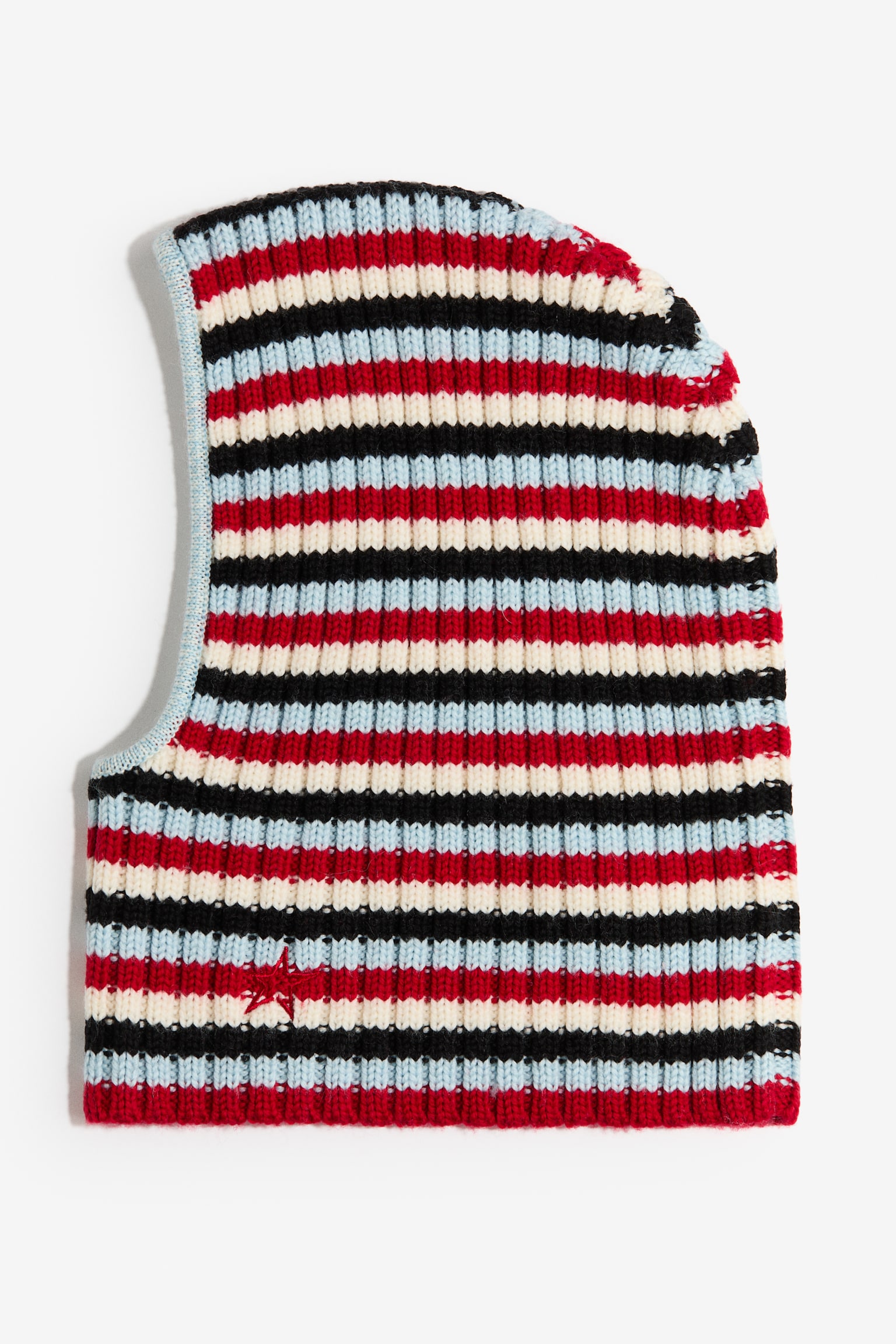 Rib-knit wool balaclava - Red/Striped - 2