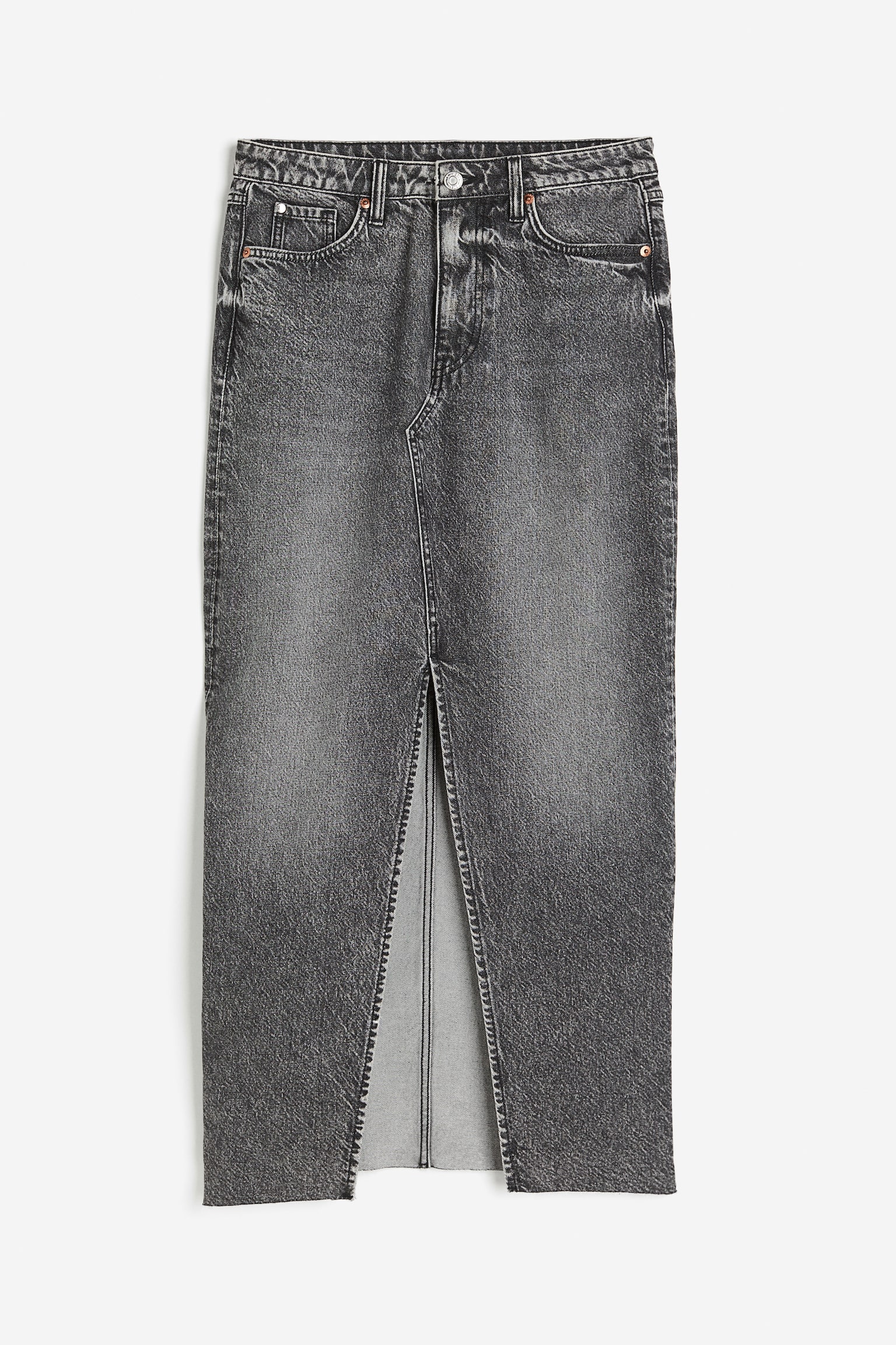 Slit Hem Denim Skirt - Dark grey/Pale denim blue/Denim blue - 1