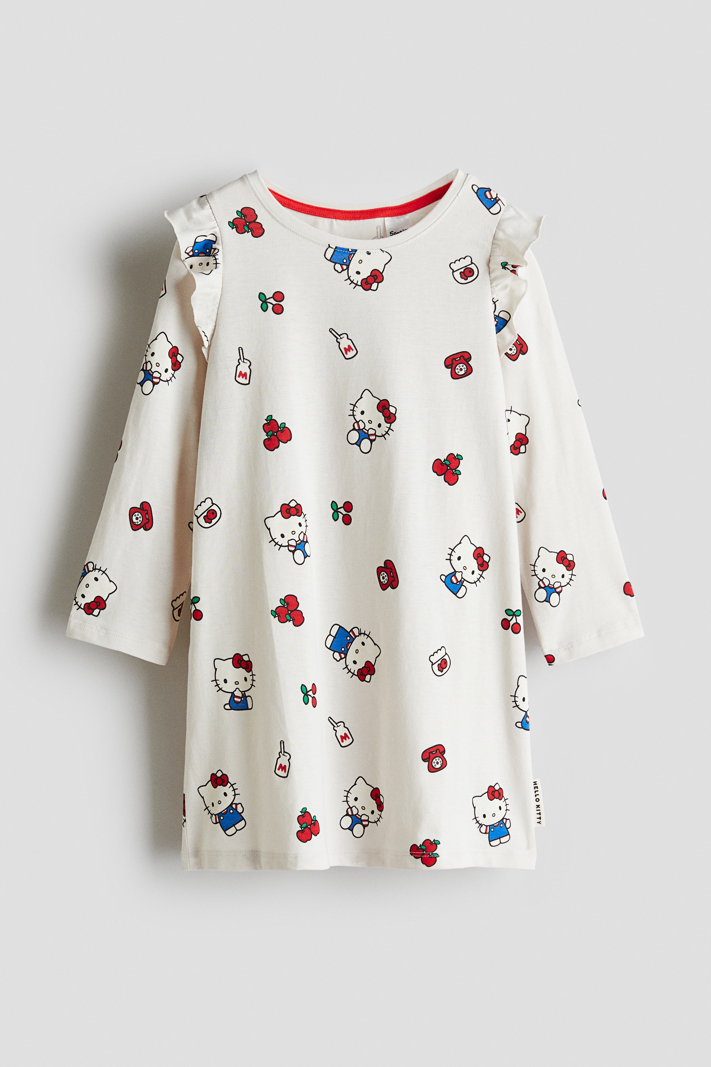 Jente - Hvit/Hello Kitty Mønstret nattkjole i bomull - Size: 98/104 (2-4Y)  - H&M