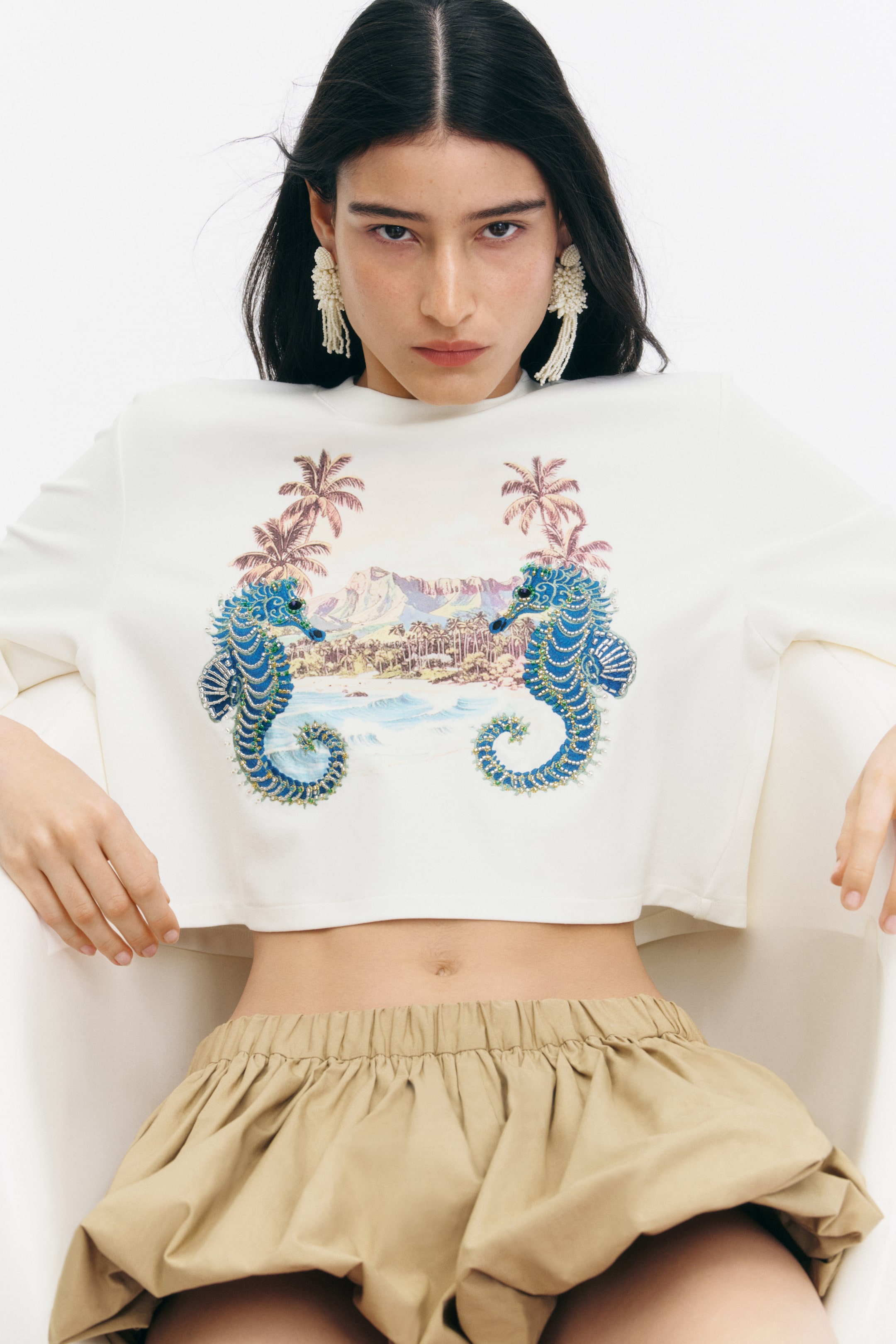 Embellished Cropped T-Shirt